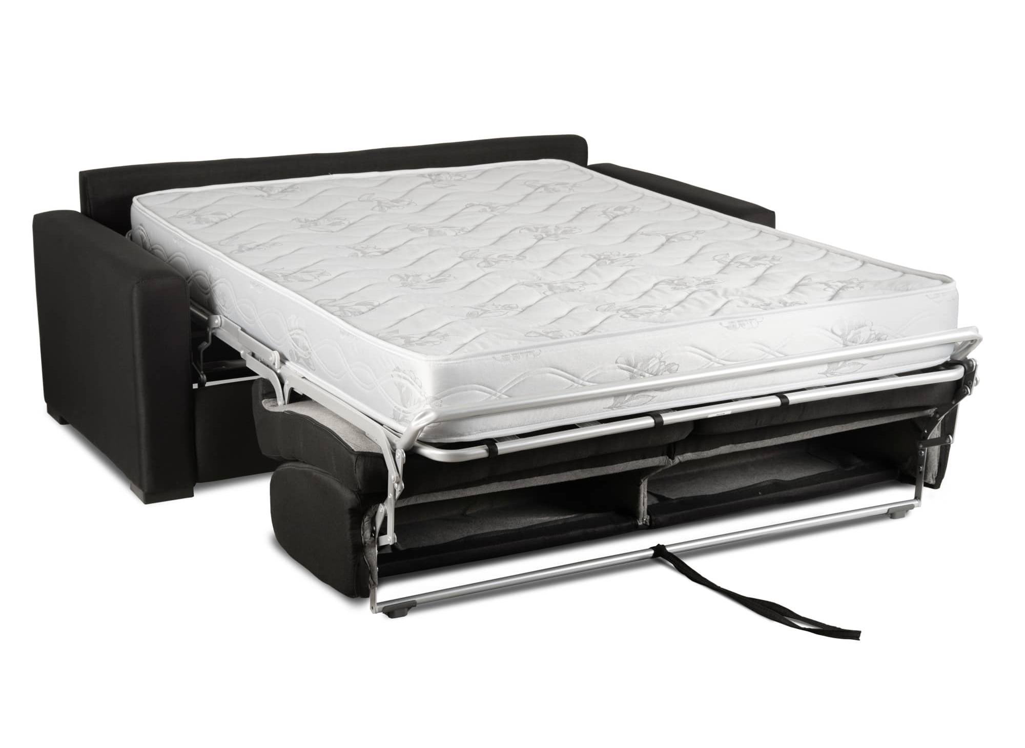 Canapé convertible 3 places LOUNA LUXE en tissu gris anthracite ouverture express matelas 18 cm