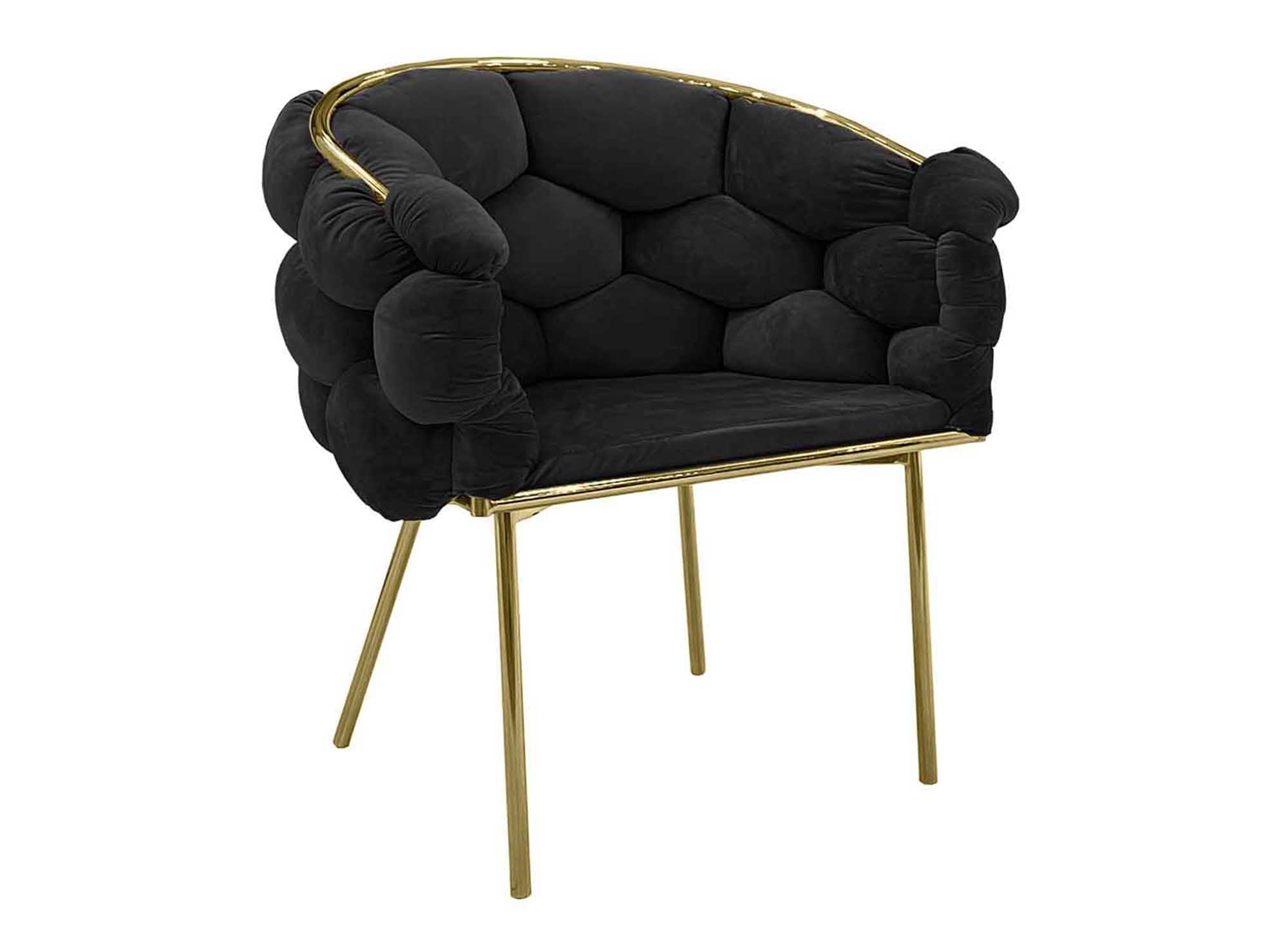 Lot de 2 chaises en velours noir pieds en métal doré CHARLOTTE