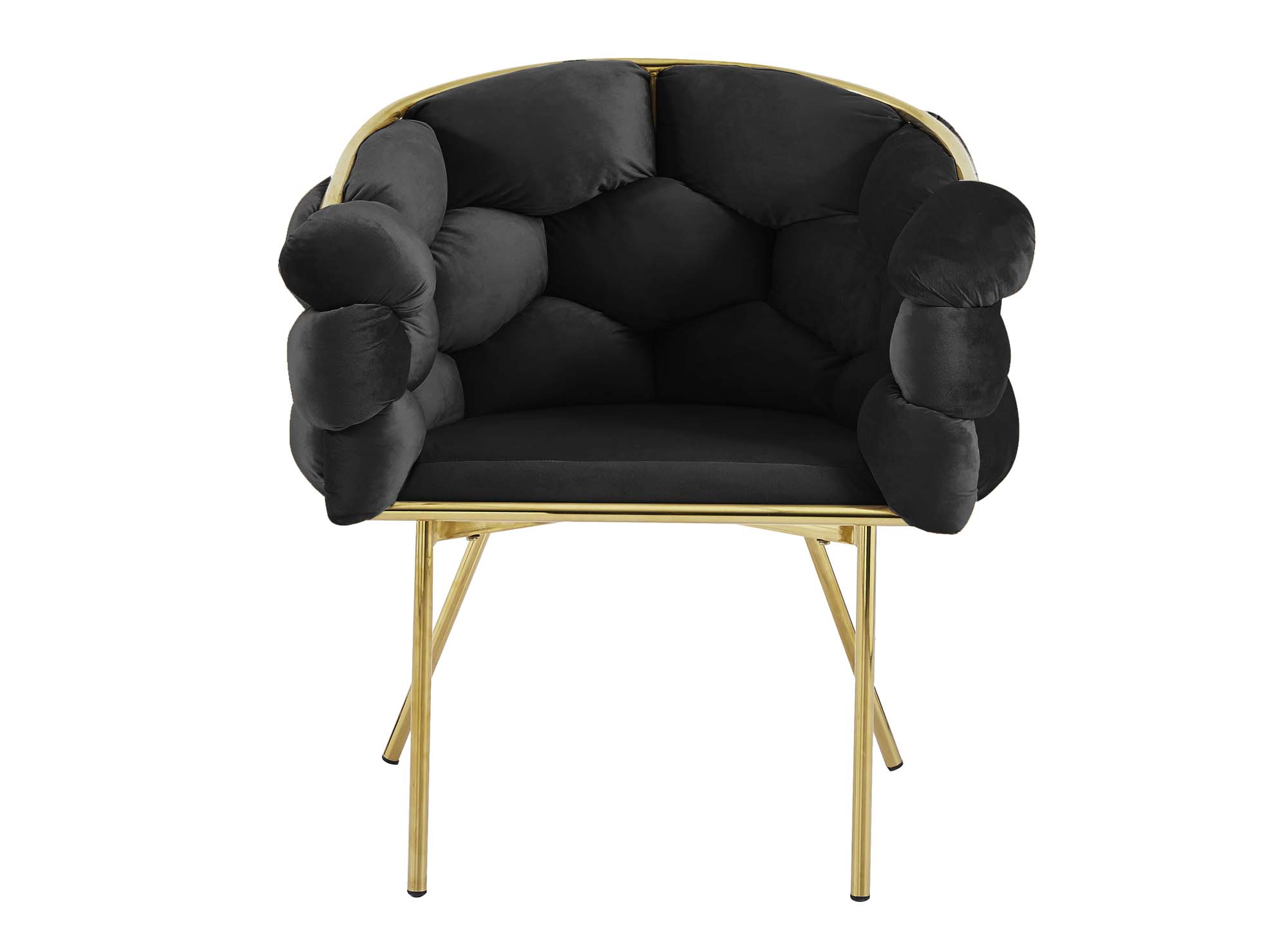 Lot de 2 chaises en velours noir pieds en métal doré CHARLOTTE