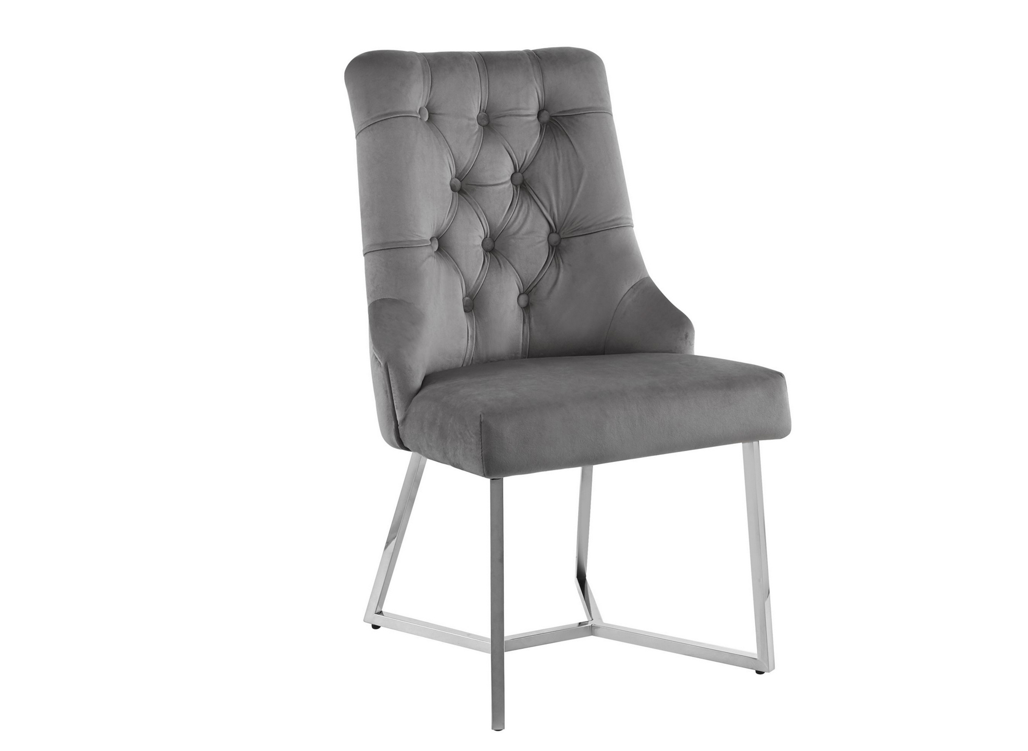 Lot de 2 chaises en velours gris pieds en métal argenté KIERA