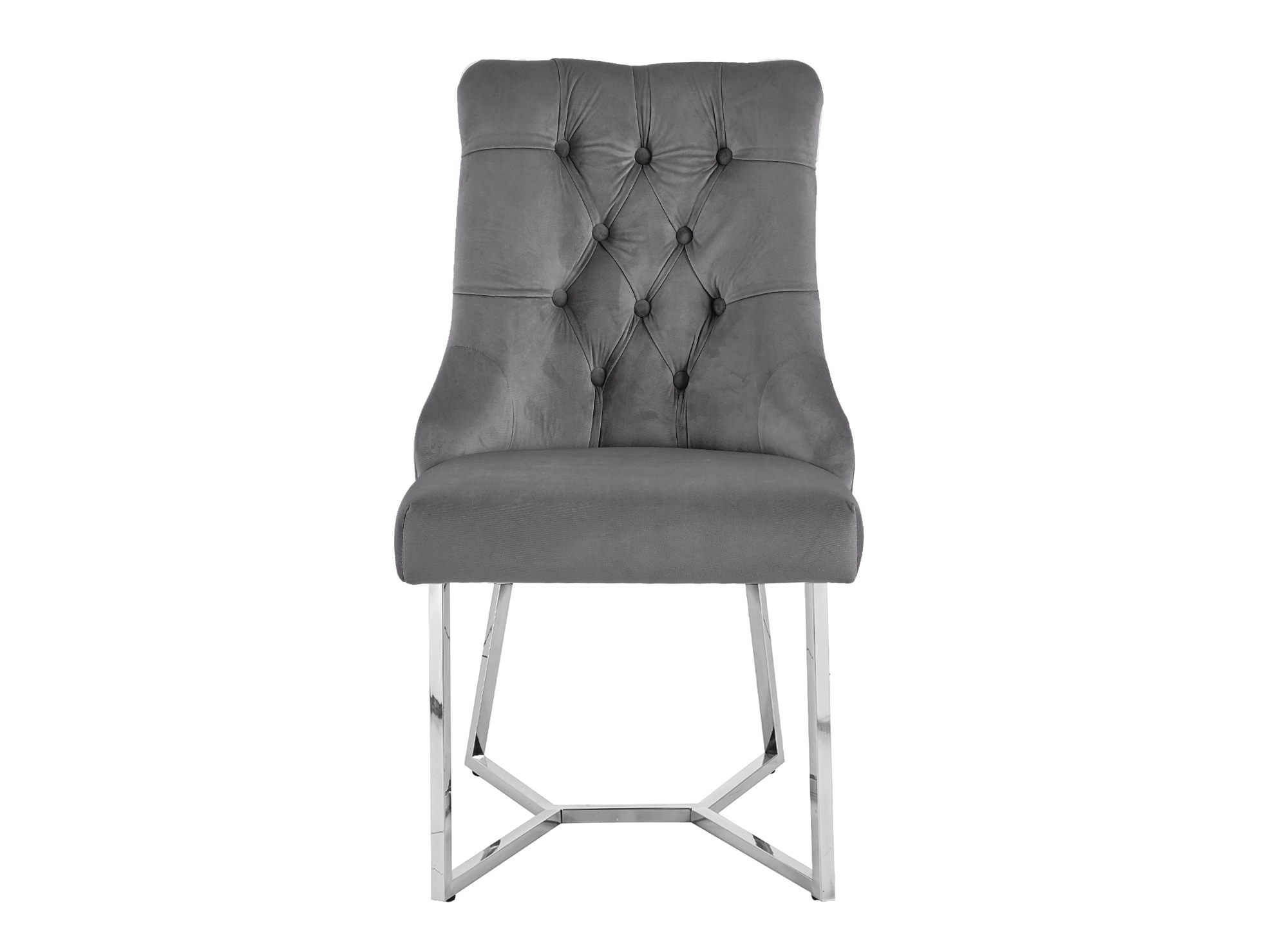 Lot de 2 chaises en velours gris pieds en métal argenté KIERA