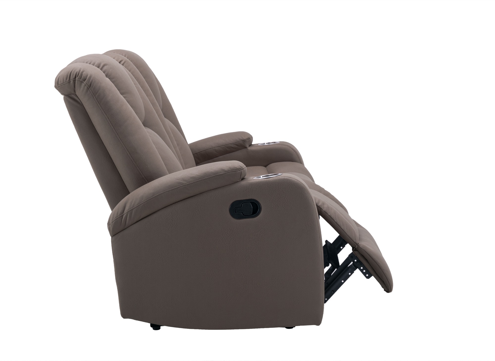 Canapé 2 places relax en tissu microfibre marron CLARENCE