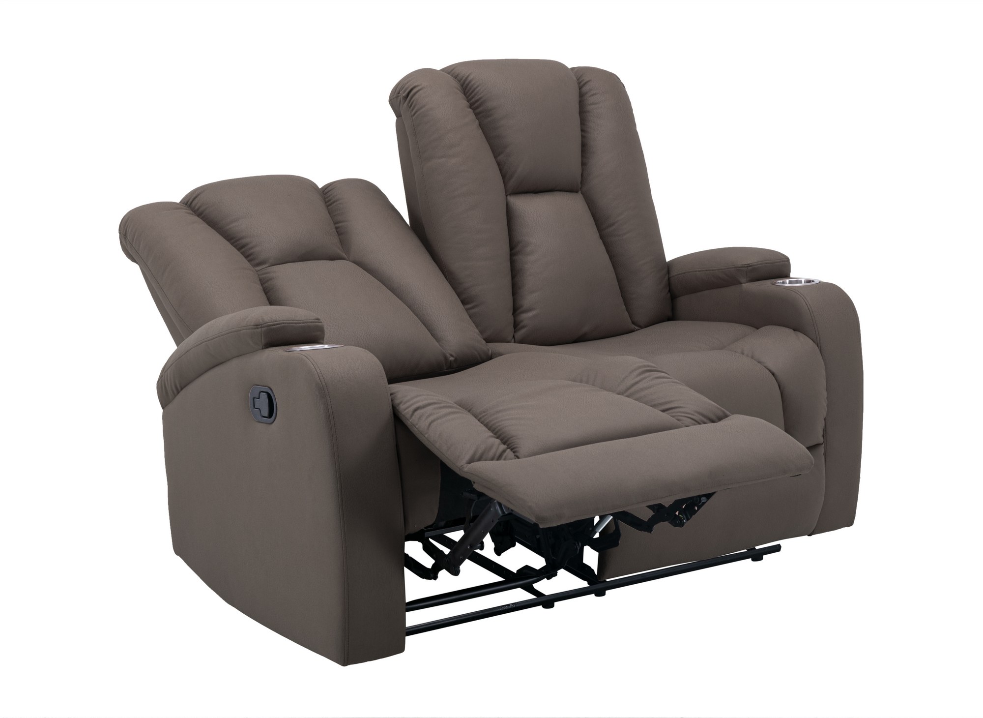 Canapé 2 places relax en tissu microfibre marron CLARENCE