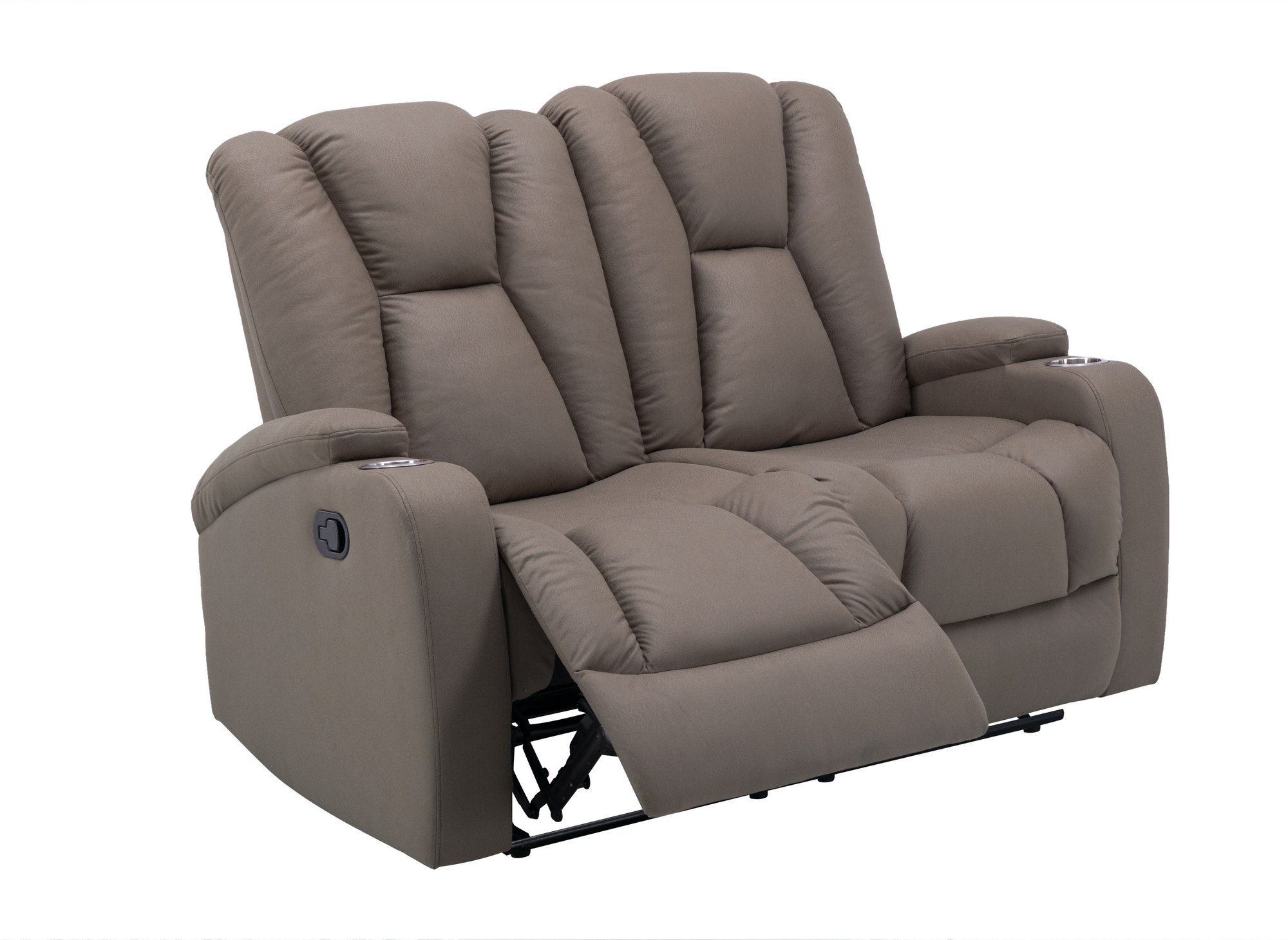 Canapé 2 places relax en tissu microfibre marron CLARENCE