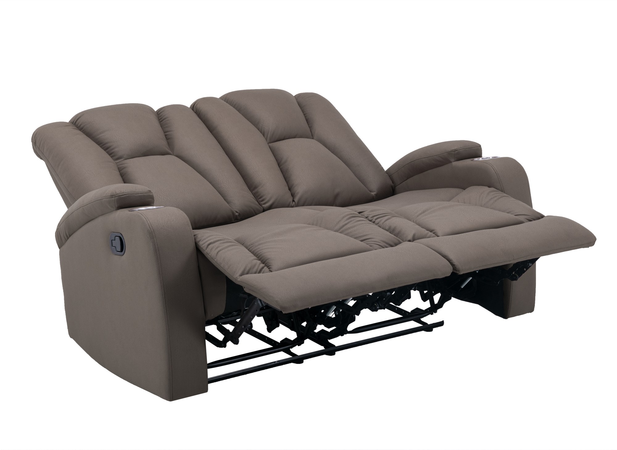 Canapé 2 places relax en tissu microfibre marron CLARENCE