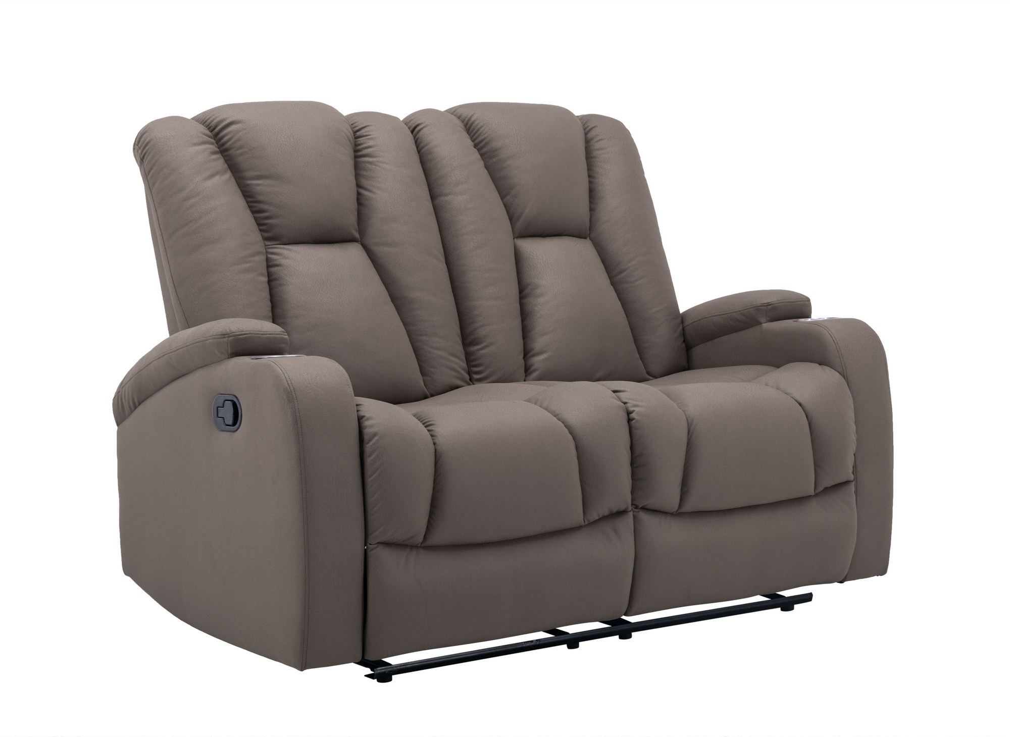 Canapé 2 places relax en tissu microfibre marron CLARENCE