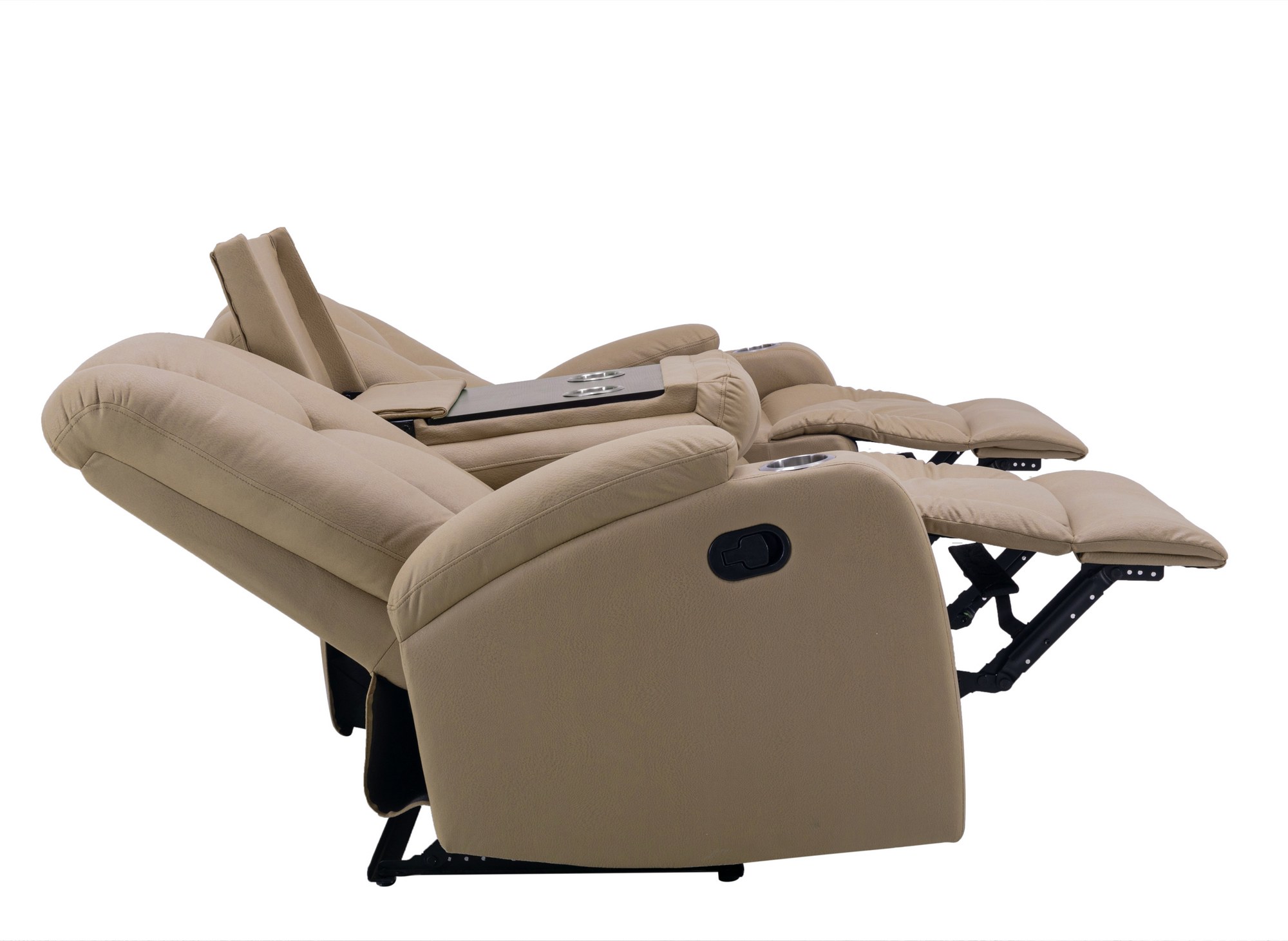 Canapé 3 places relax en tissu microfibre beige CLARENCE