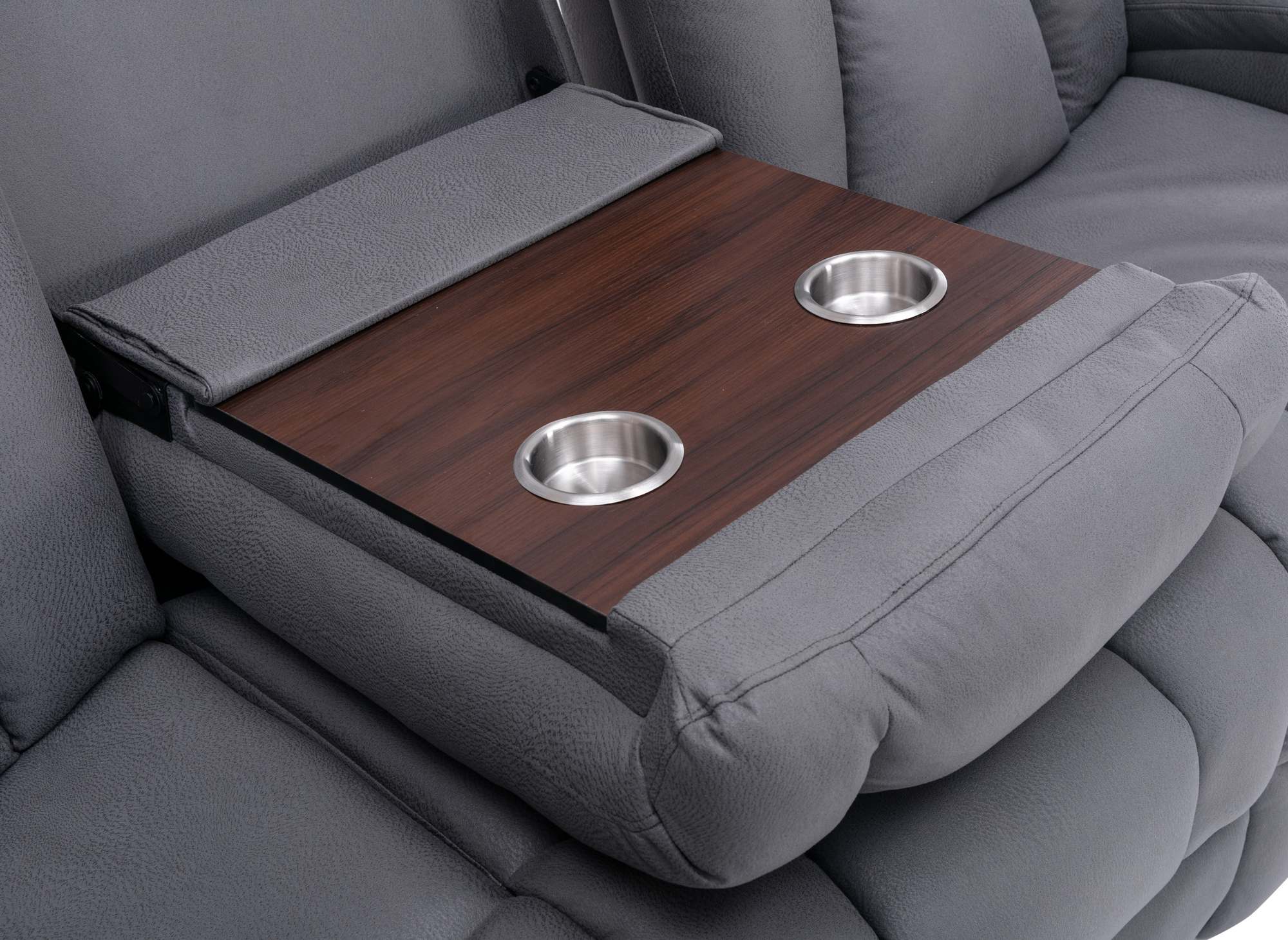 Canapé 3 places relax électrique en tissu microfibre gris EL CLARENCE