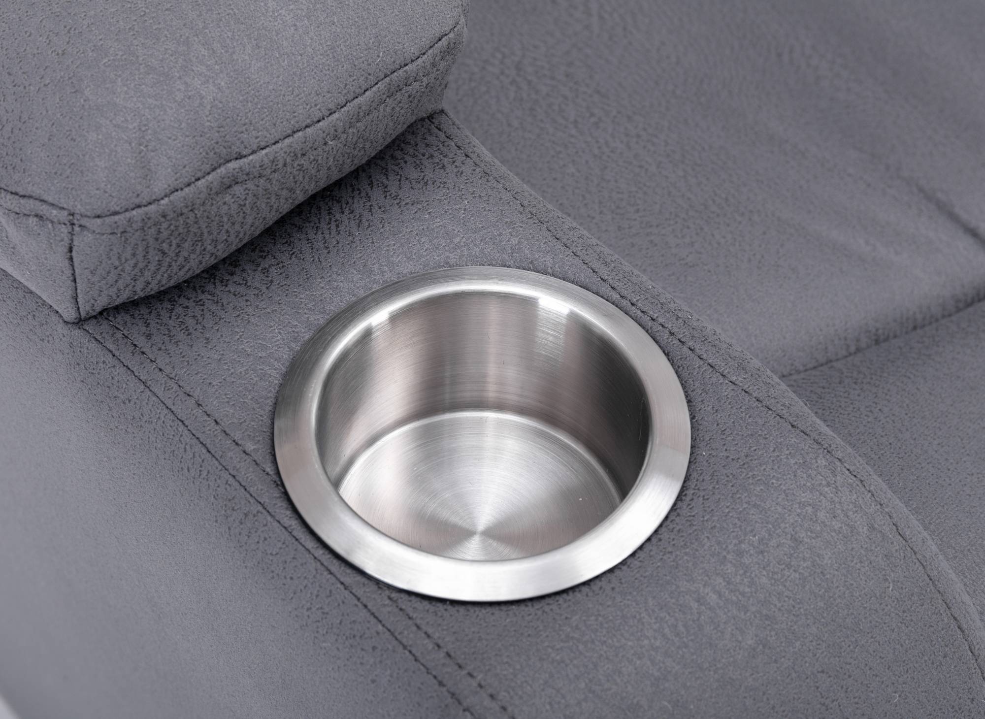 Canapé 3 places relax électrique en tissu microfibre gris EL CLARENCE