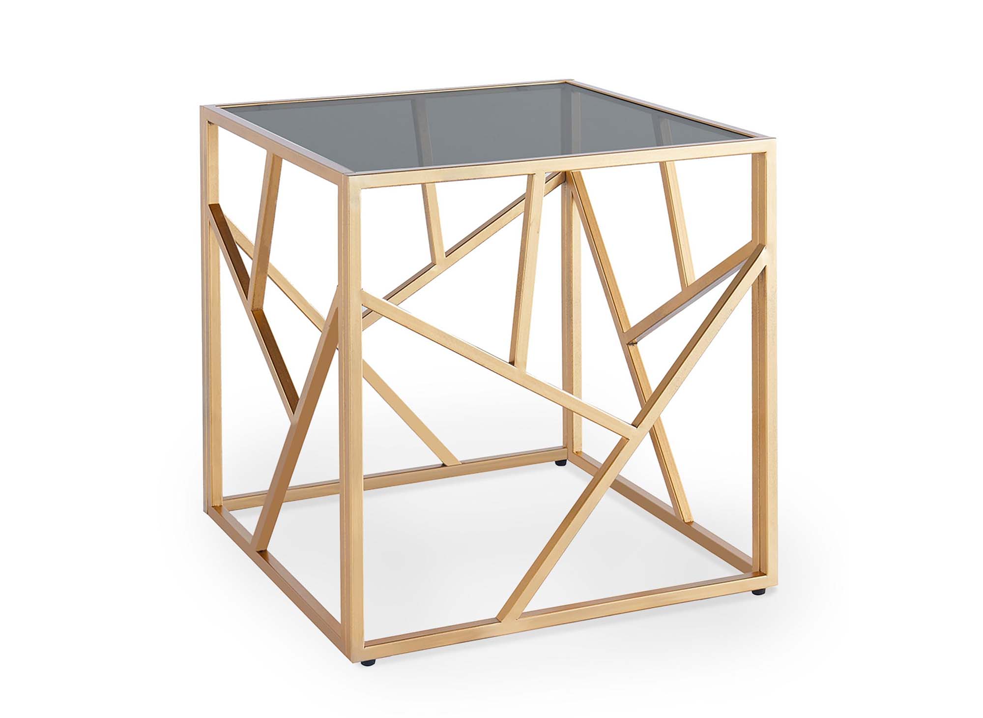 Table basse design en verre noir et métal doré carrée SOLAL