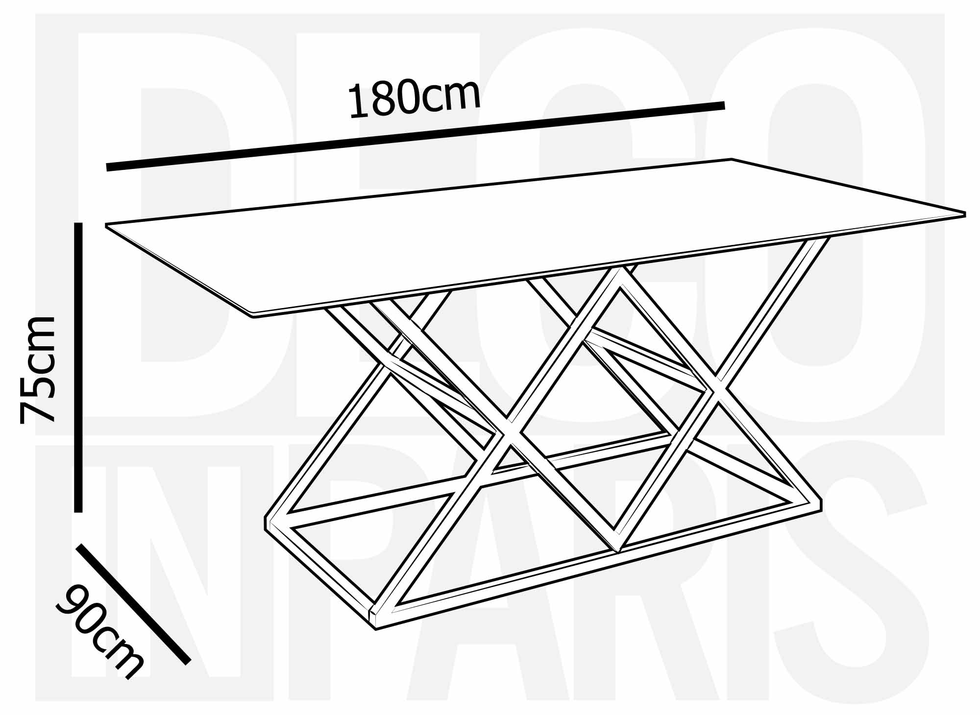 Table à manger rectangulaire en verre et pieds argentés JANICE