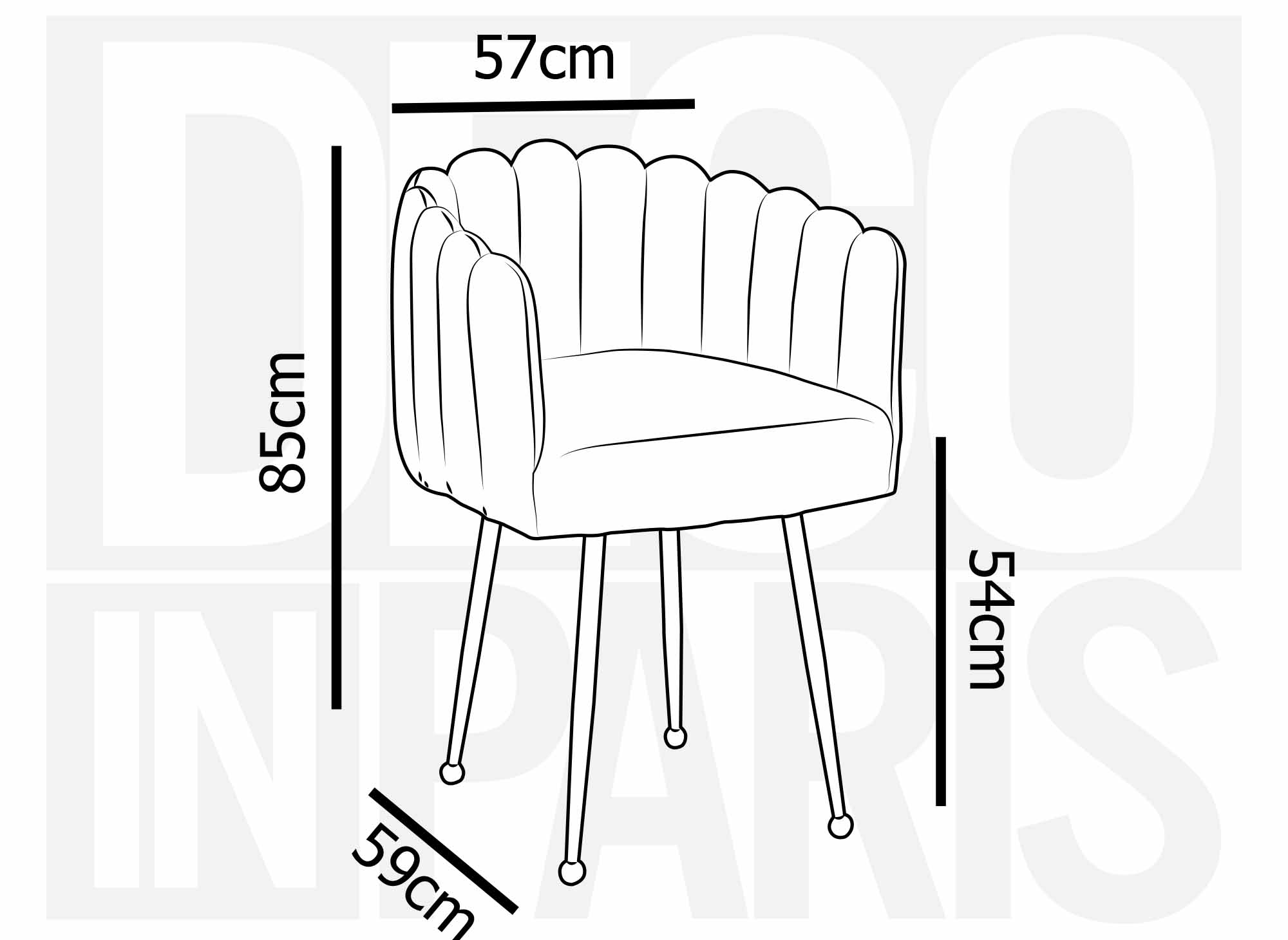 Chaise en velours gris pieds en métal doré HAYDEN