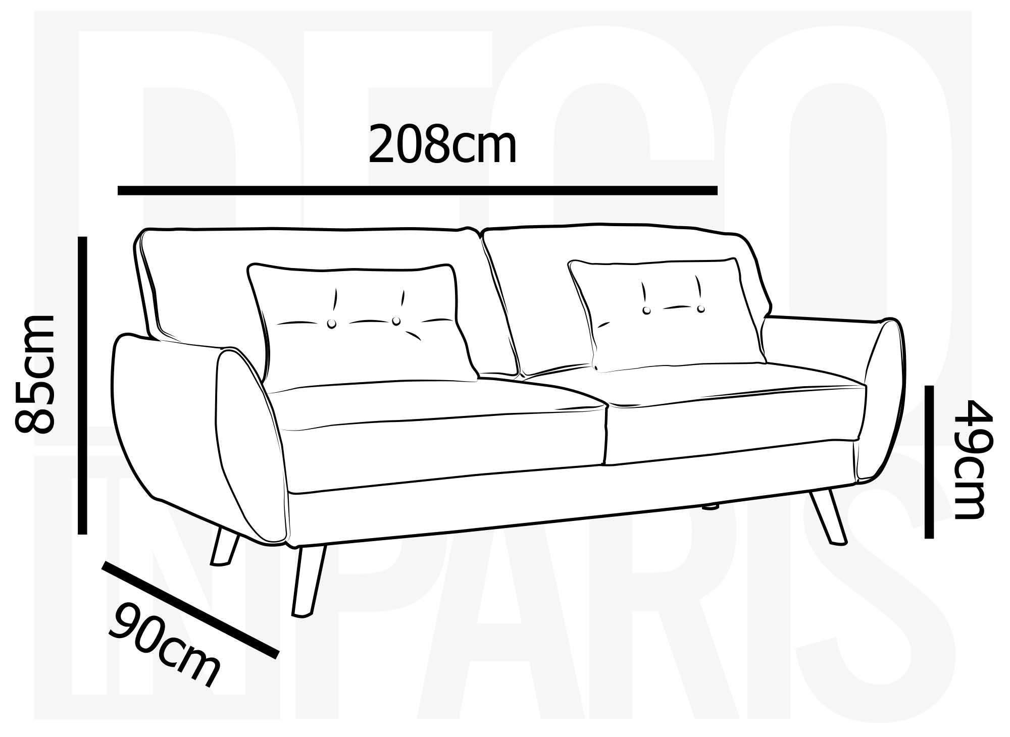 Canapé clic clac en tissu beige avec pieds en bois NATAL