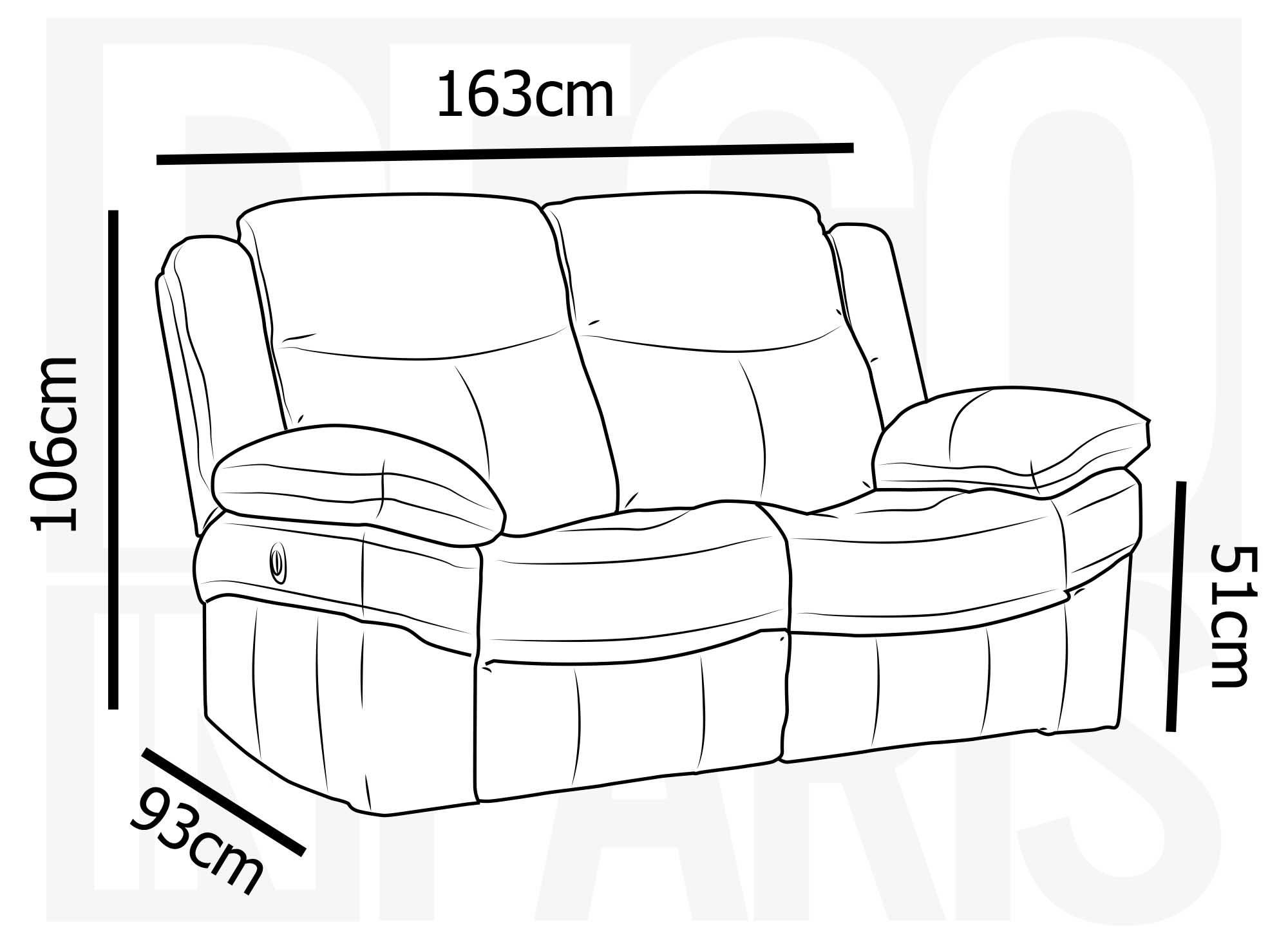 Canapé relax électrique 2 places en tissu microfibre marron ALFRED