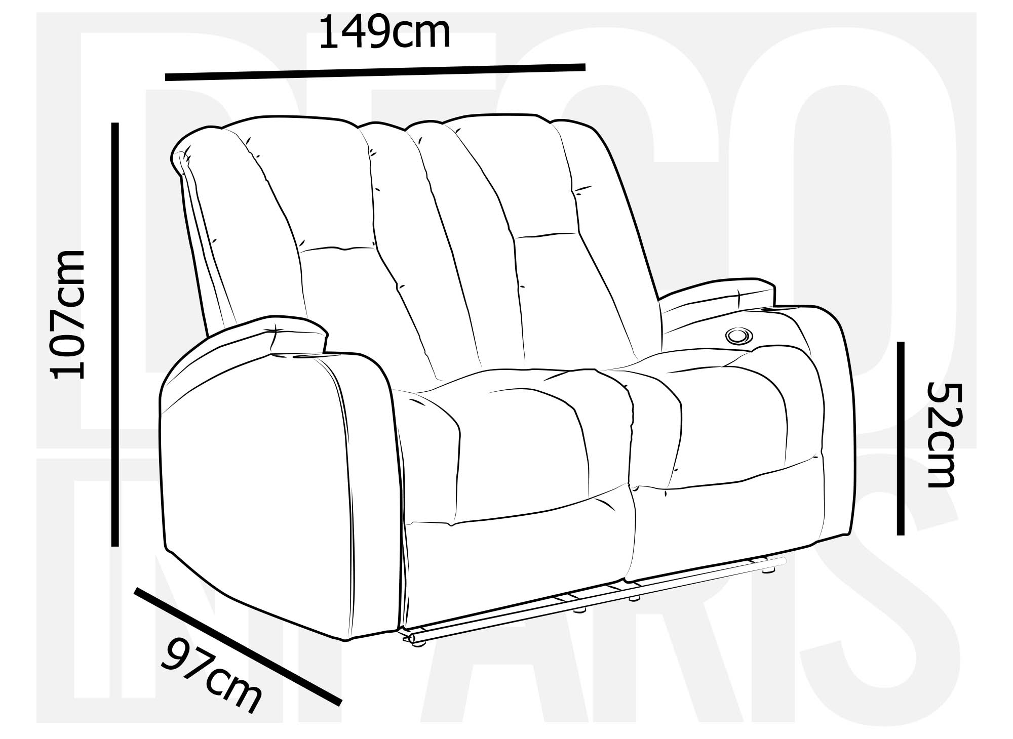 Canapé 2 places relax électrique en tissu microfibre beige EL CLARENCE
