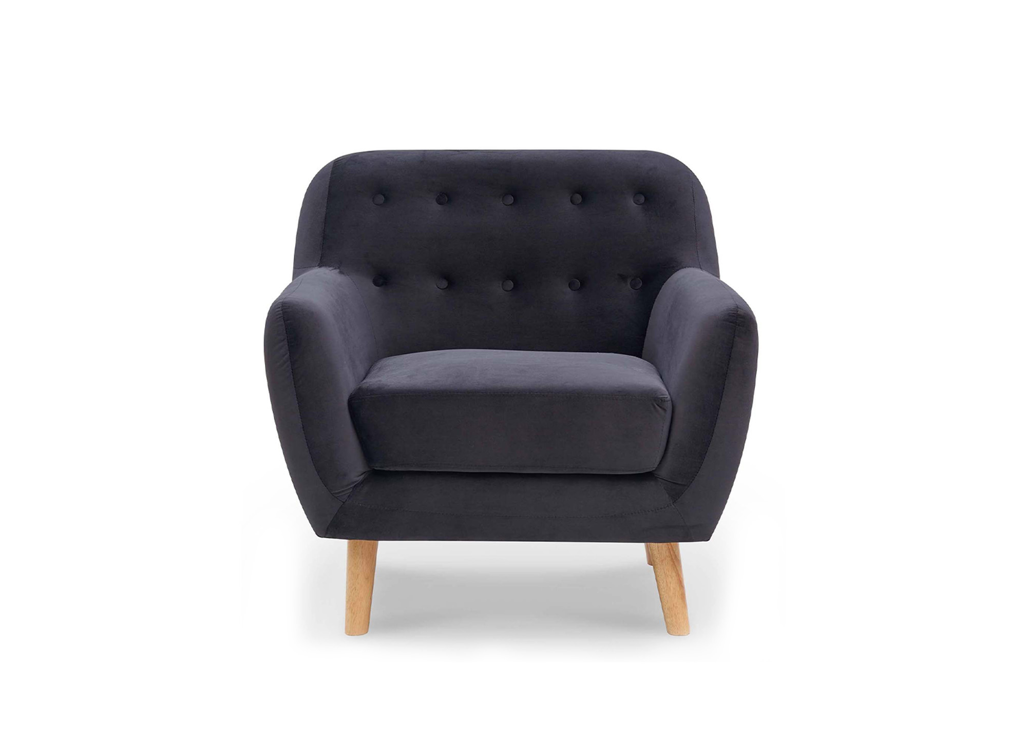 Fauteuil scandinave en tissu velours noir VIKY