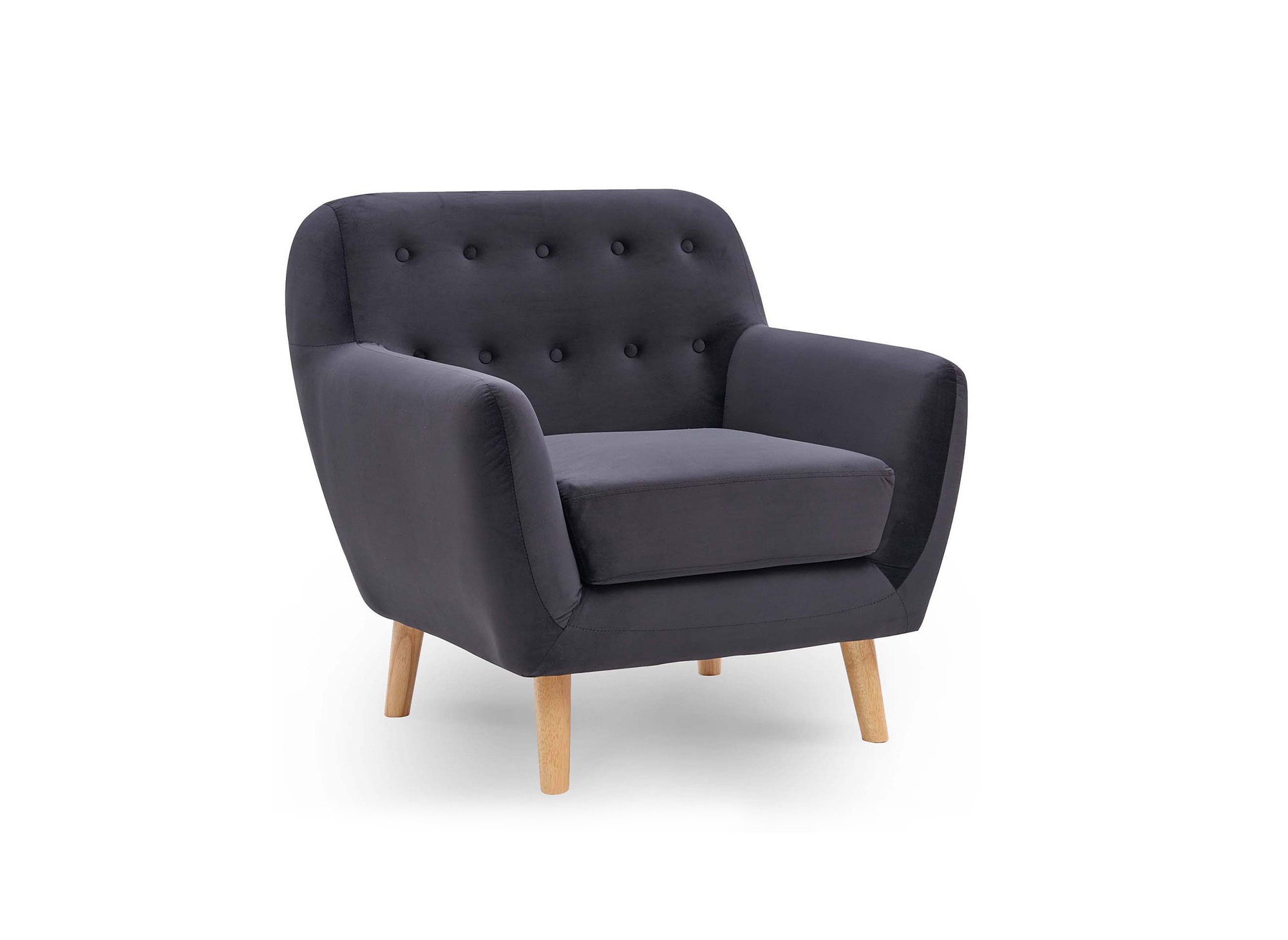 Fauteuil scandinave en tissu velours noir VIKY