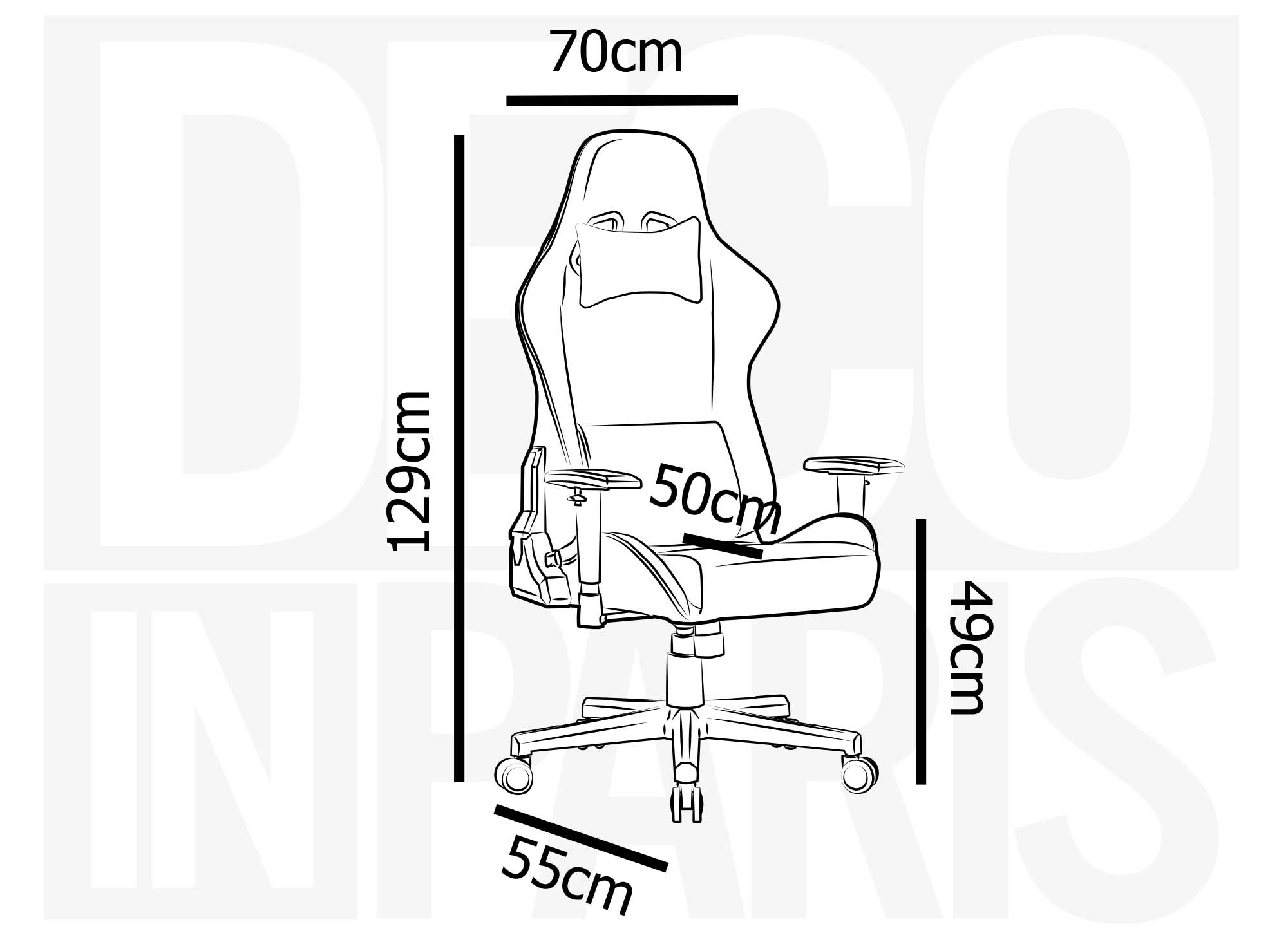 Fauteuil gaming en simili cuir noir et gris ELMAR