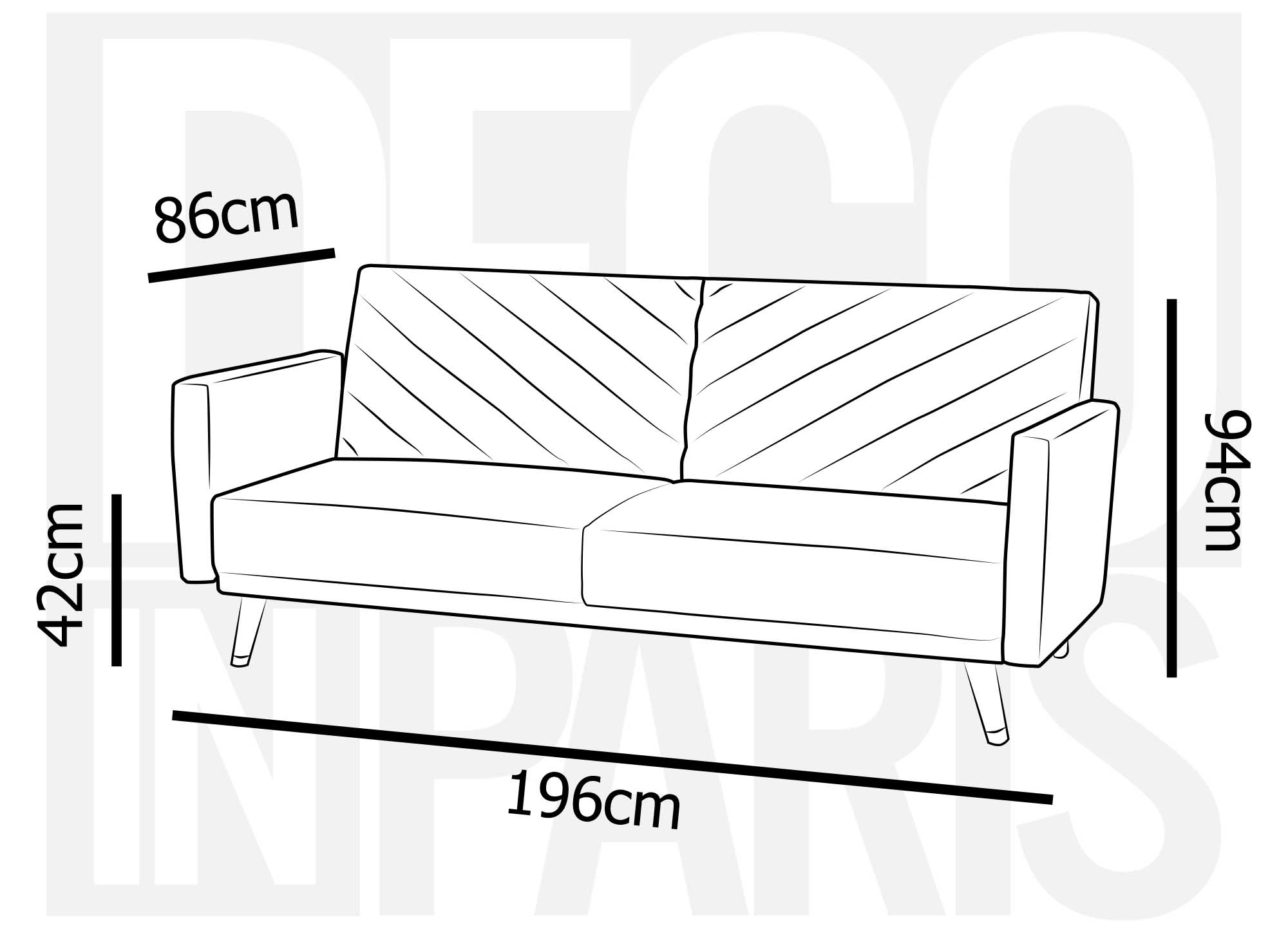 Canapé 3 places convertible scandinave en tissu gris BALDER