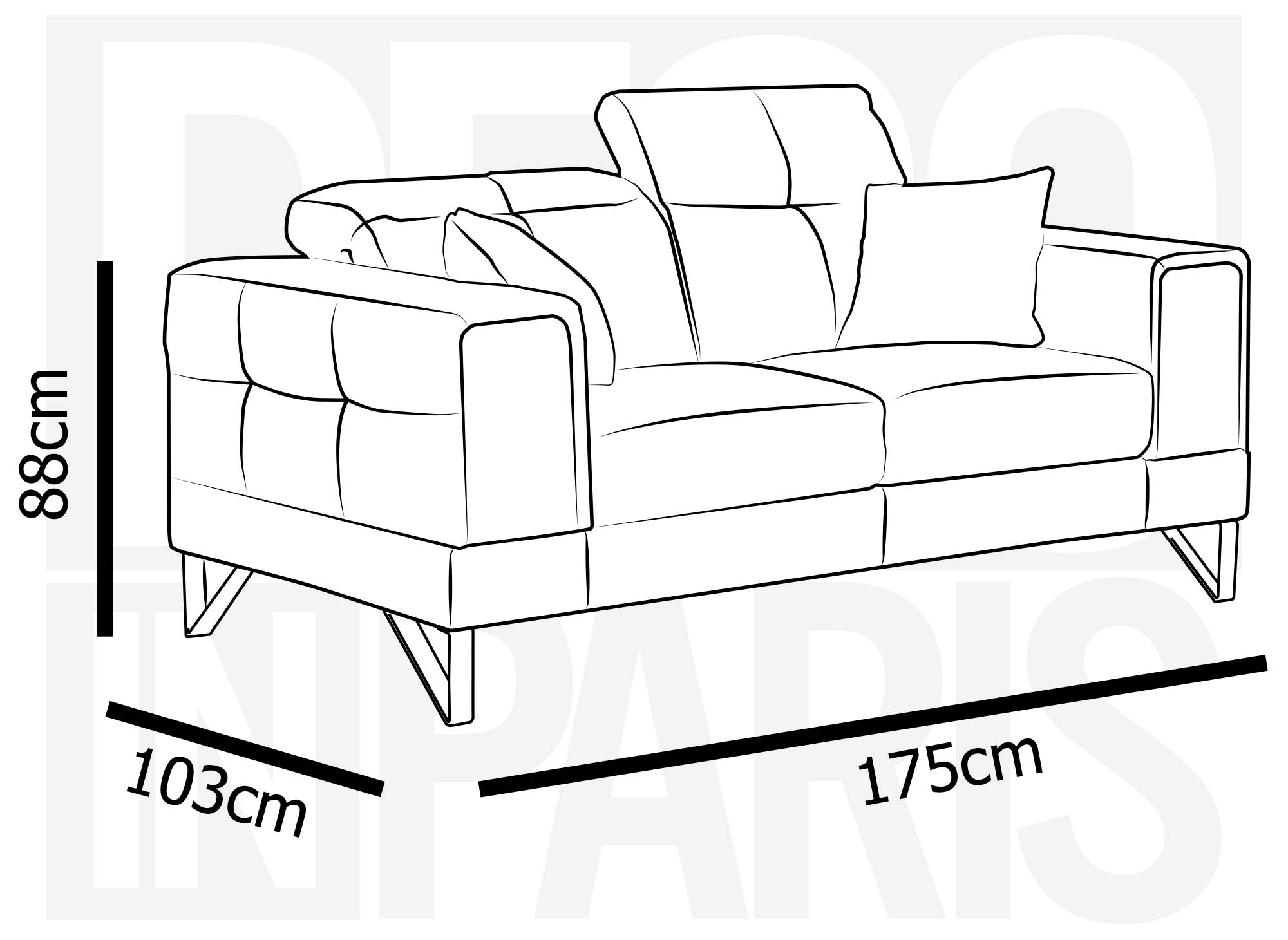 Canapé design 2 places taupe PENELOPE