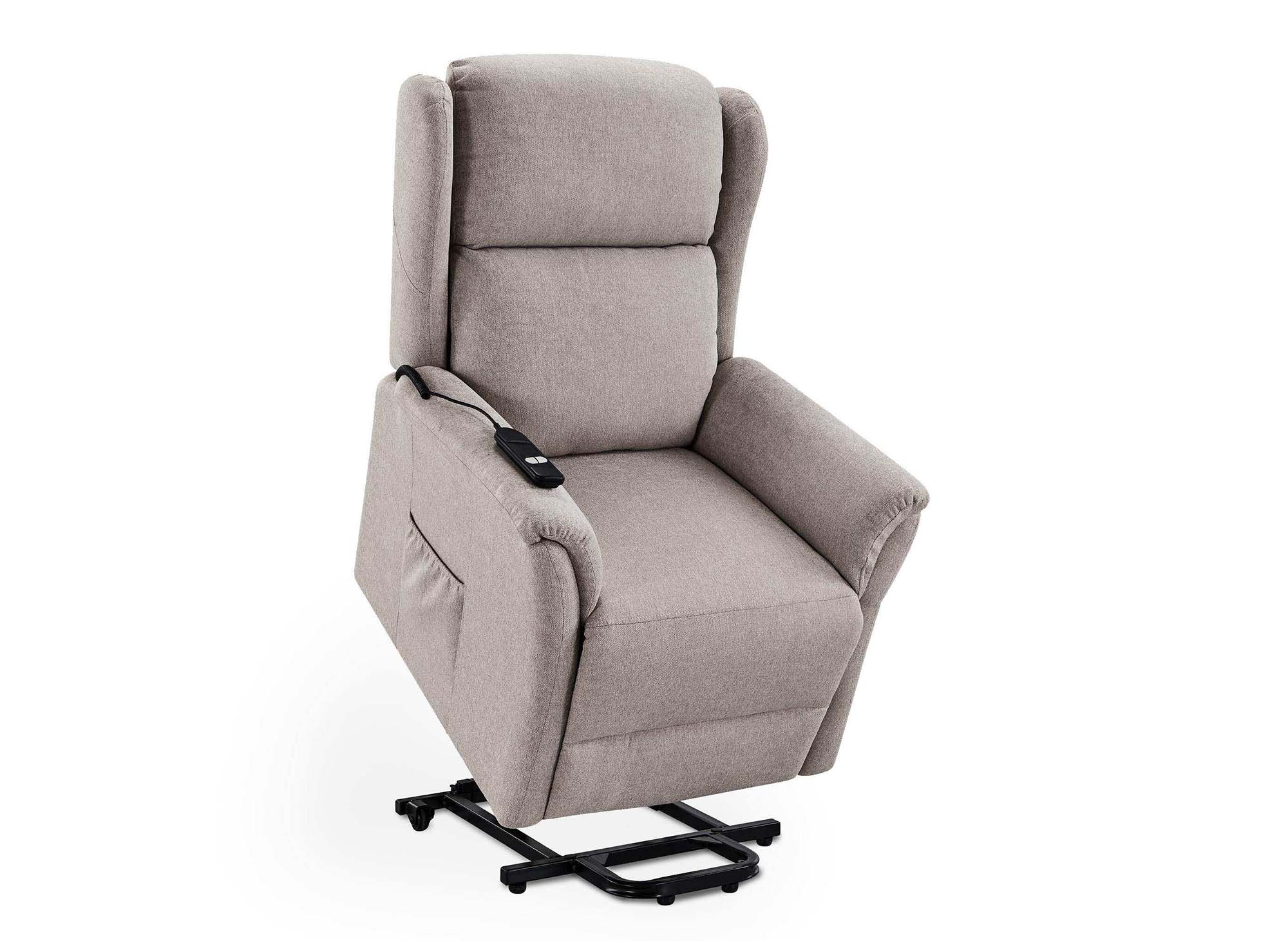 Fauteuil releveur relax en tissu beige à commande électrique PETER