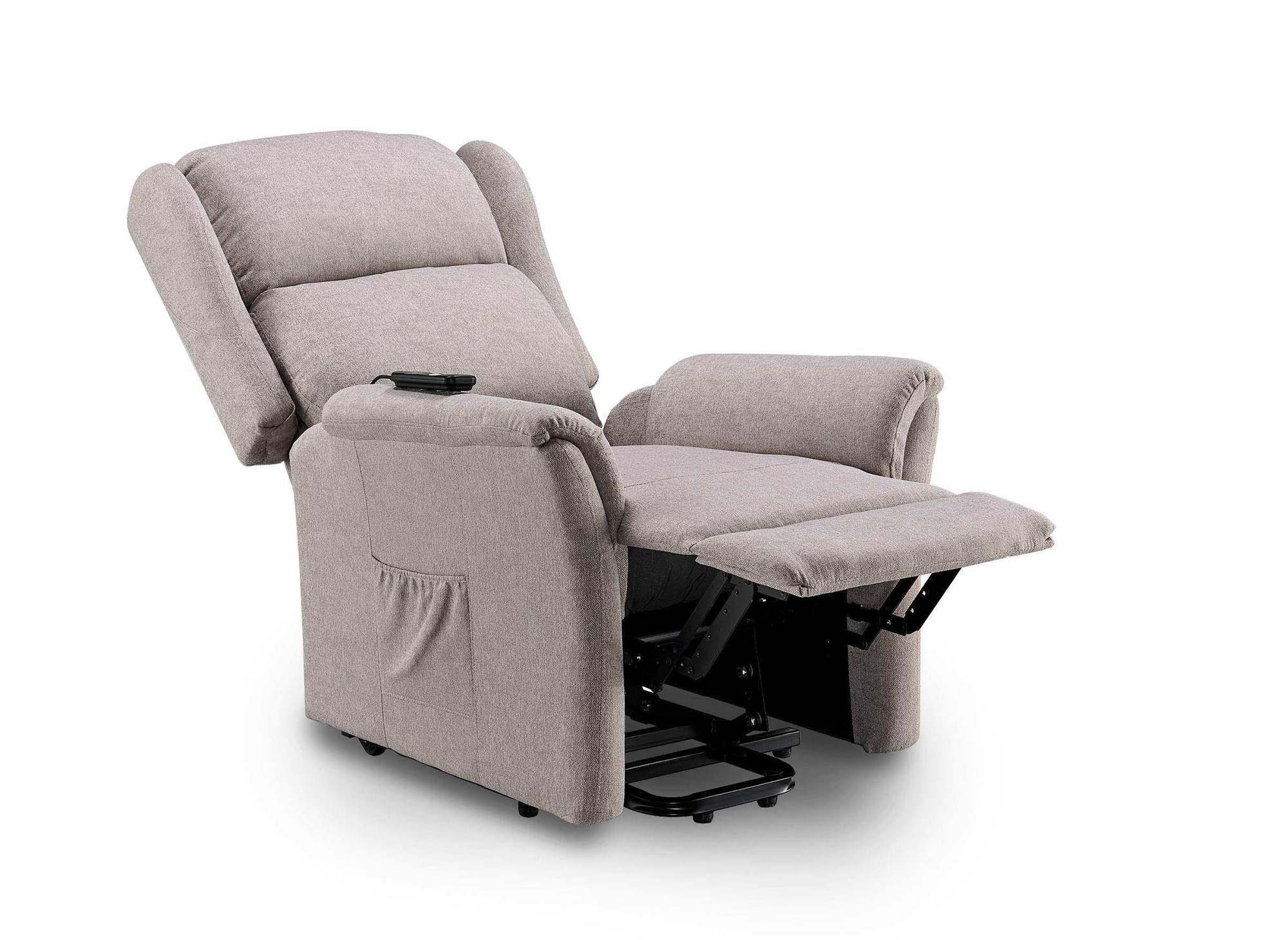 Fauteuil releveur relax en tissu beige à commande électrique PETER