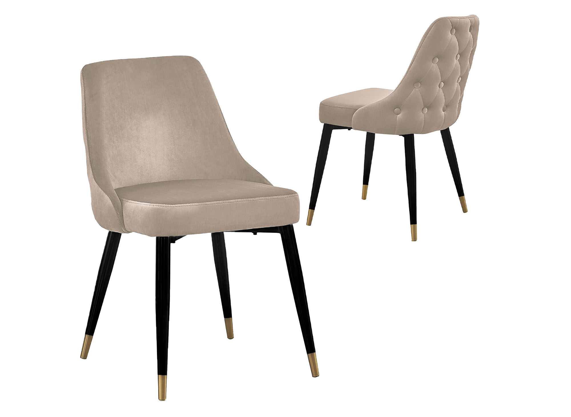 Lot de 2 chaises capitonnées en velours beige DORINA