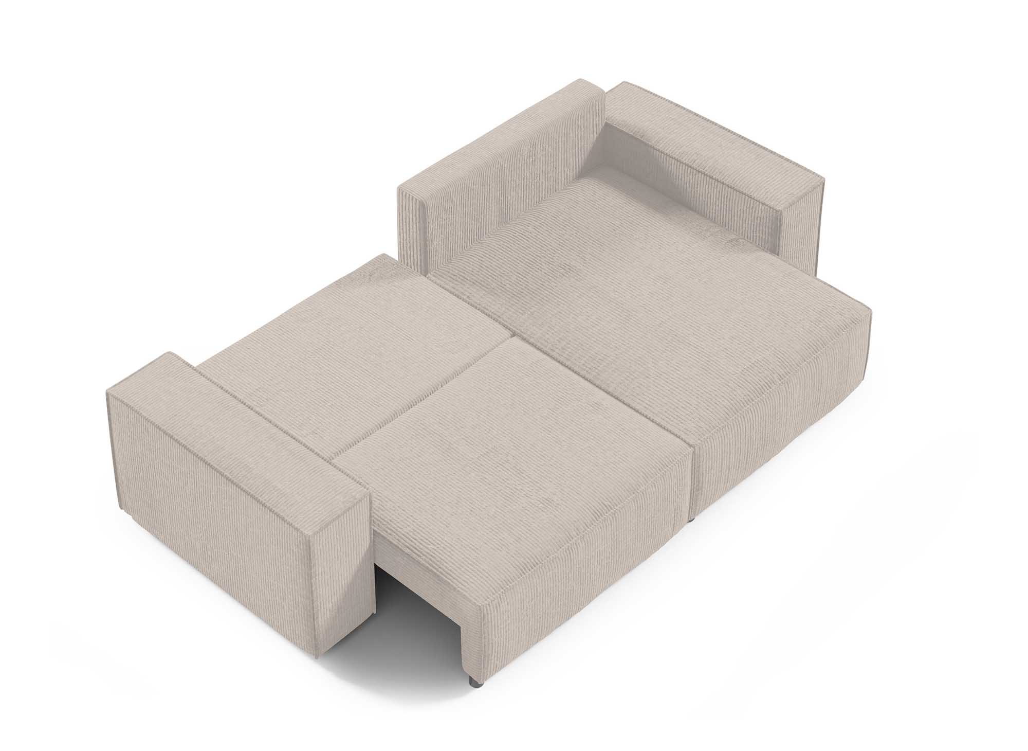 Canapé d'angle convertible et réversible avec coffre en velours côtelé beige JADE MINI