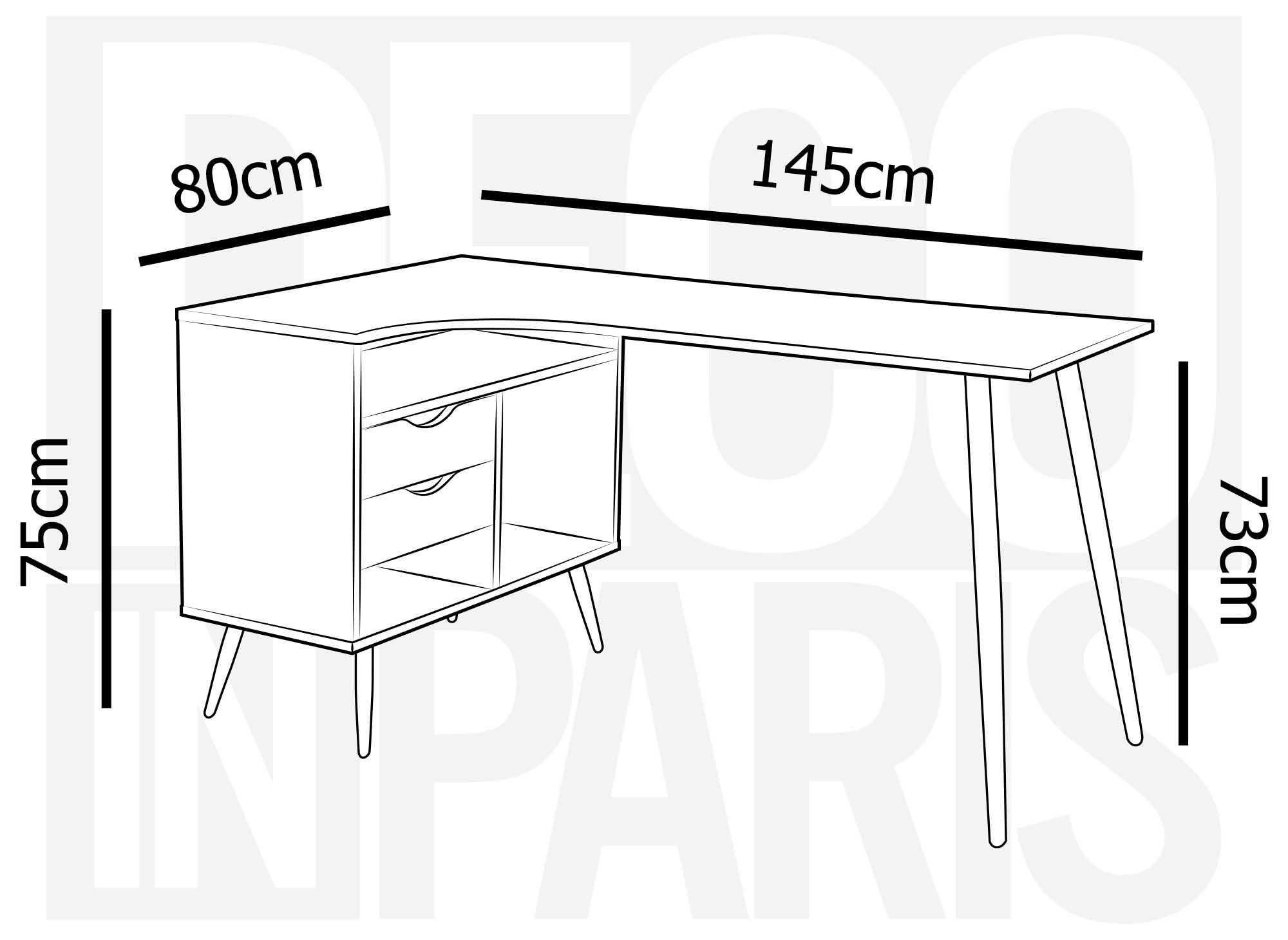 Bureau d'angle avec caisson en bois LEOMIR - DECOINPARIS