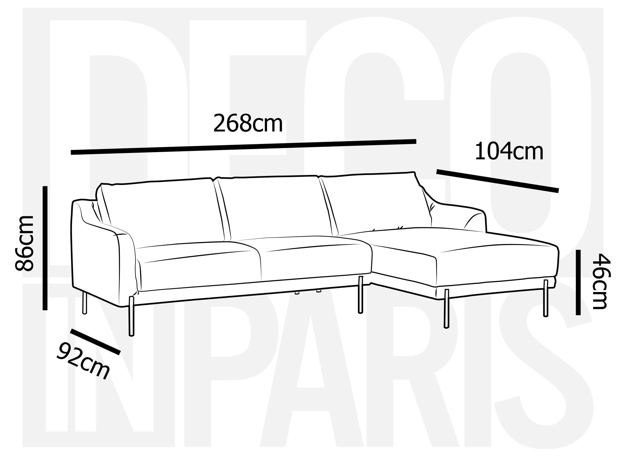 Canapé d'angle avec méridienne en velours beige CELINE - Angle Droit