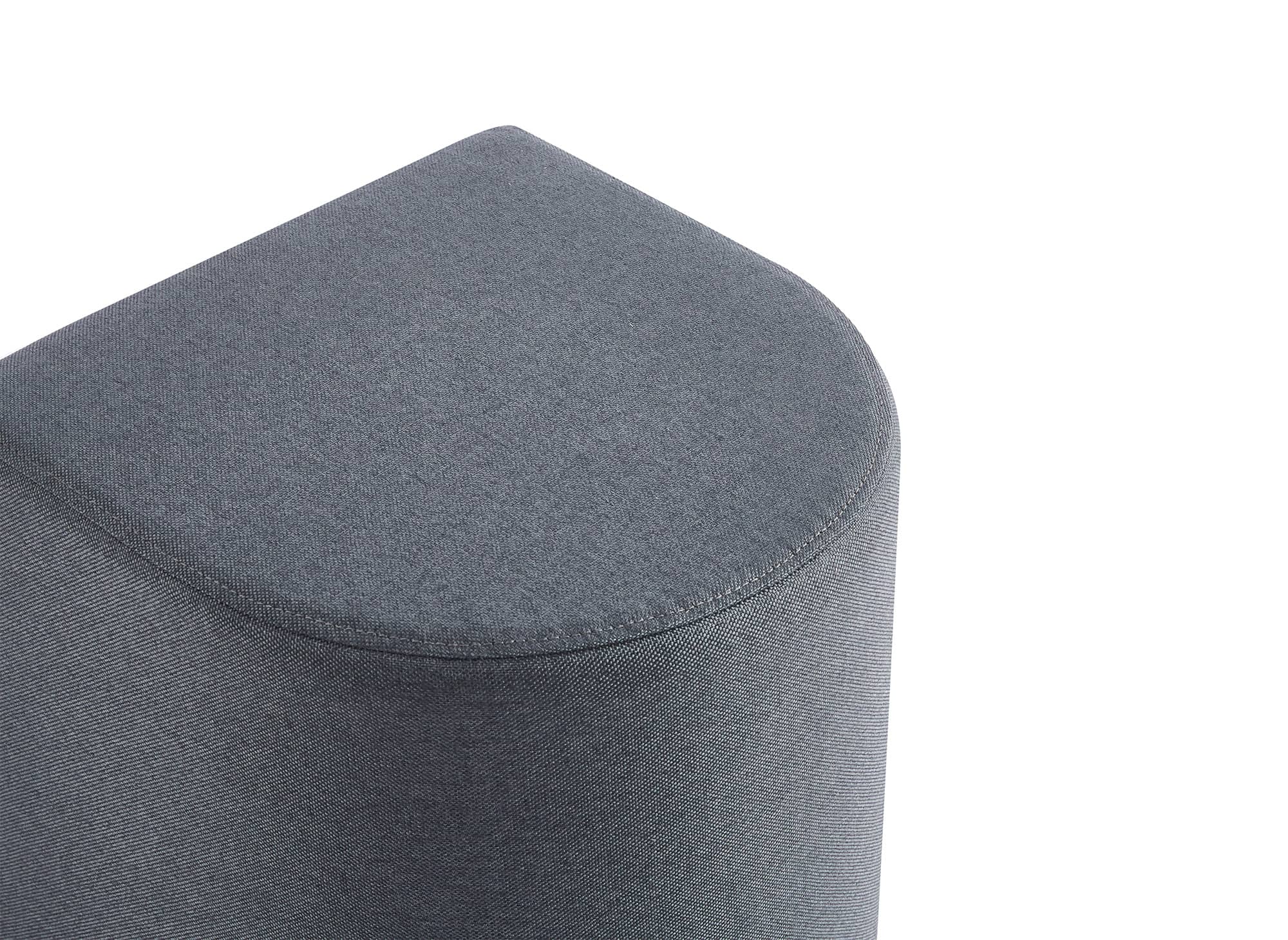 Ensemble table basse couleur bois avec 2 poufs en tissu gris foncé  JUDITH