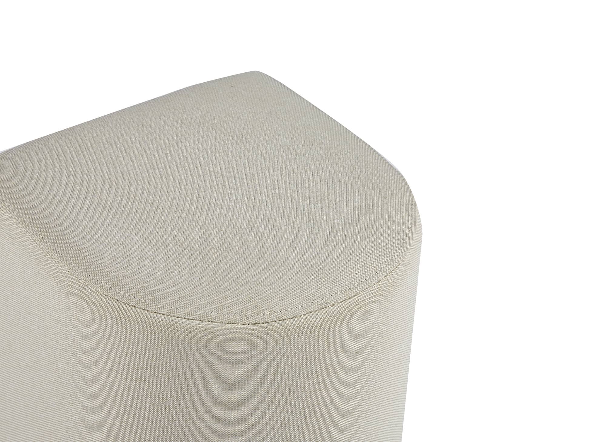 Ensemble table basse couleur bois avec 2 poufs en tissu beige JUDITH