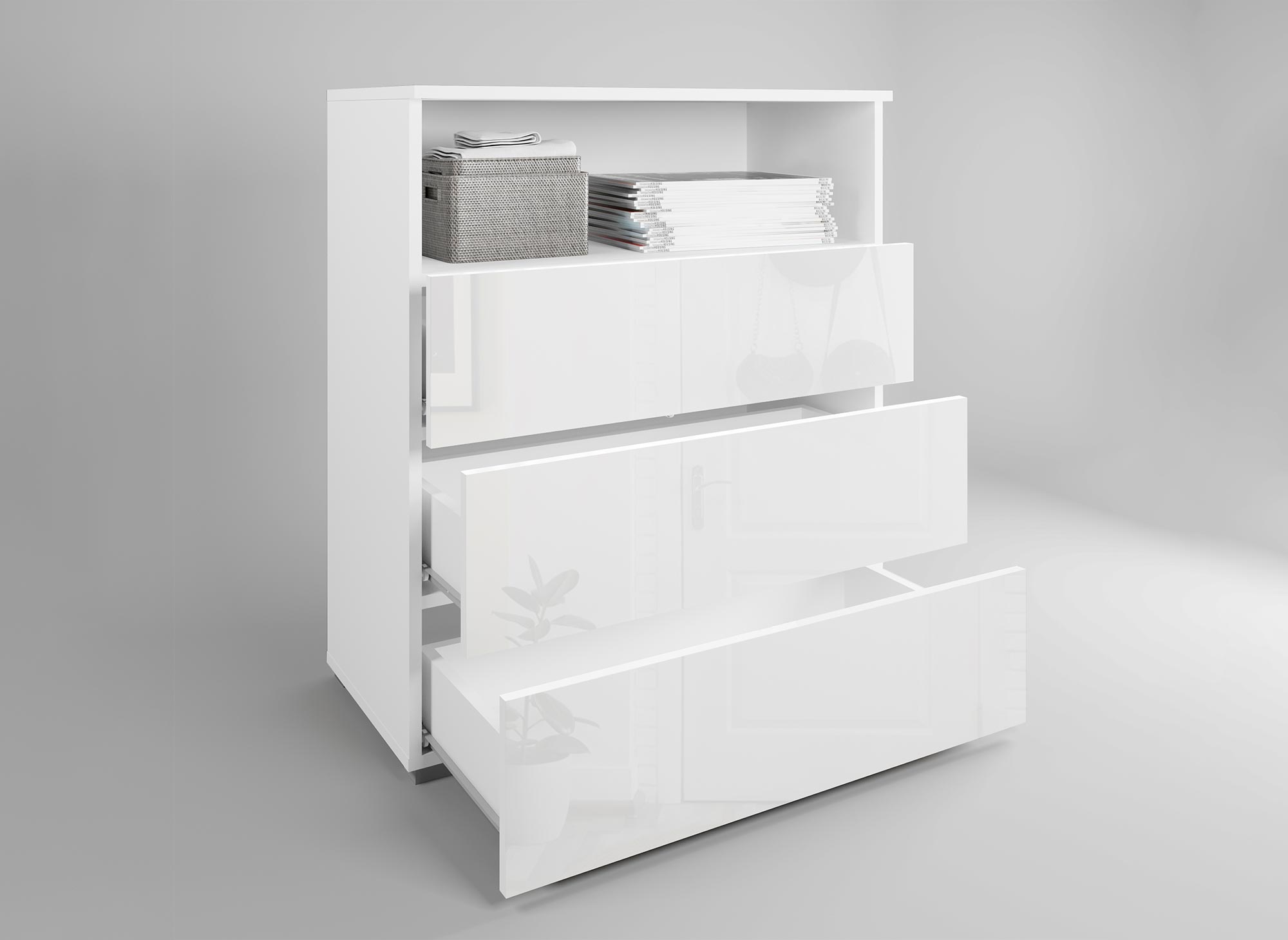 Meuble à chaussures 3 tiroirs et 1 niche blanc BAKI
