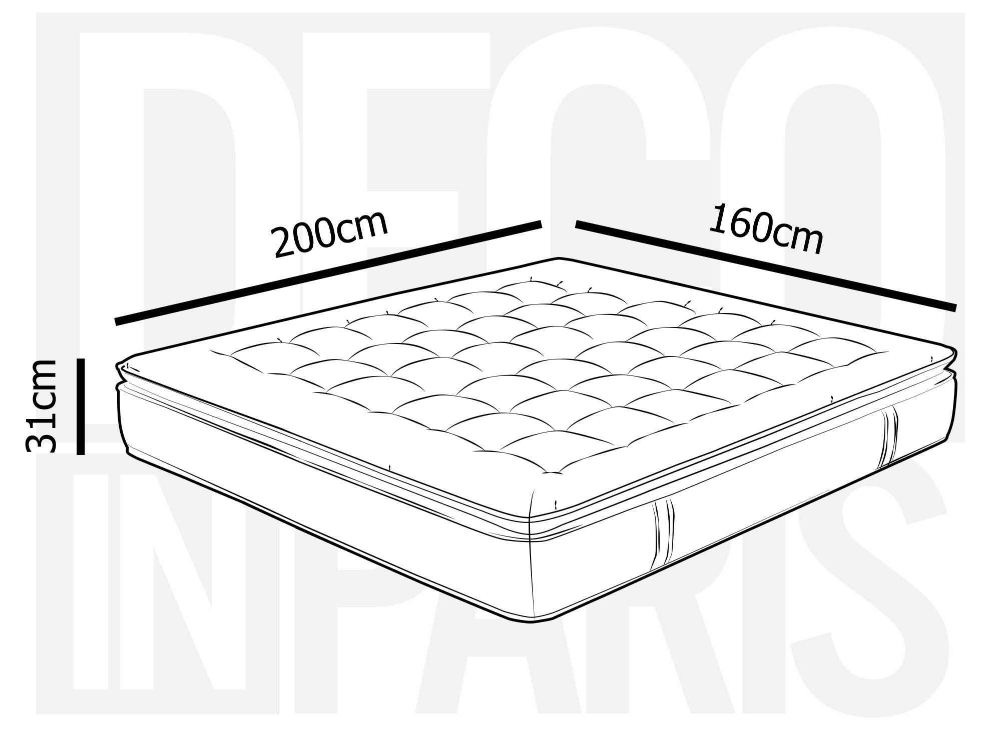 Matelas hybride mousse mémoire en gel et ressorts ensachés 160  x 200 cm épaisseur 31 cm SERENA