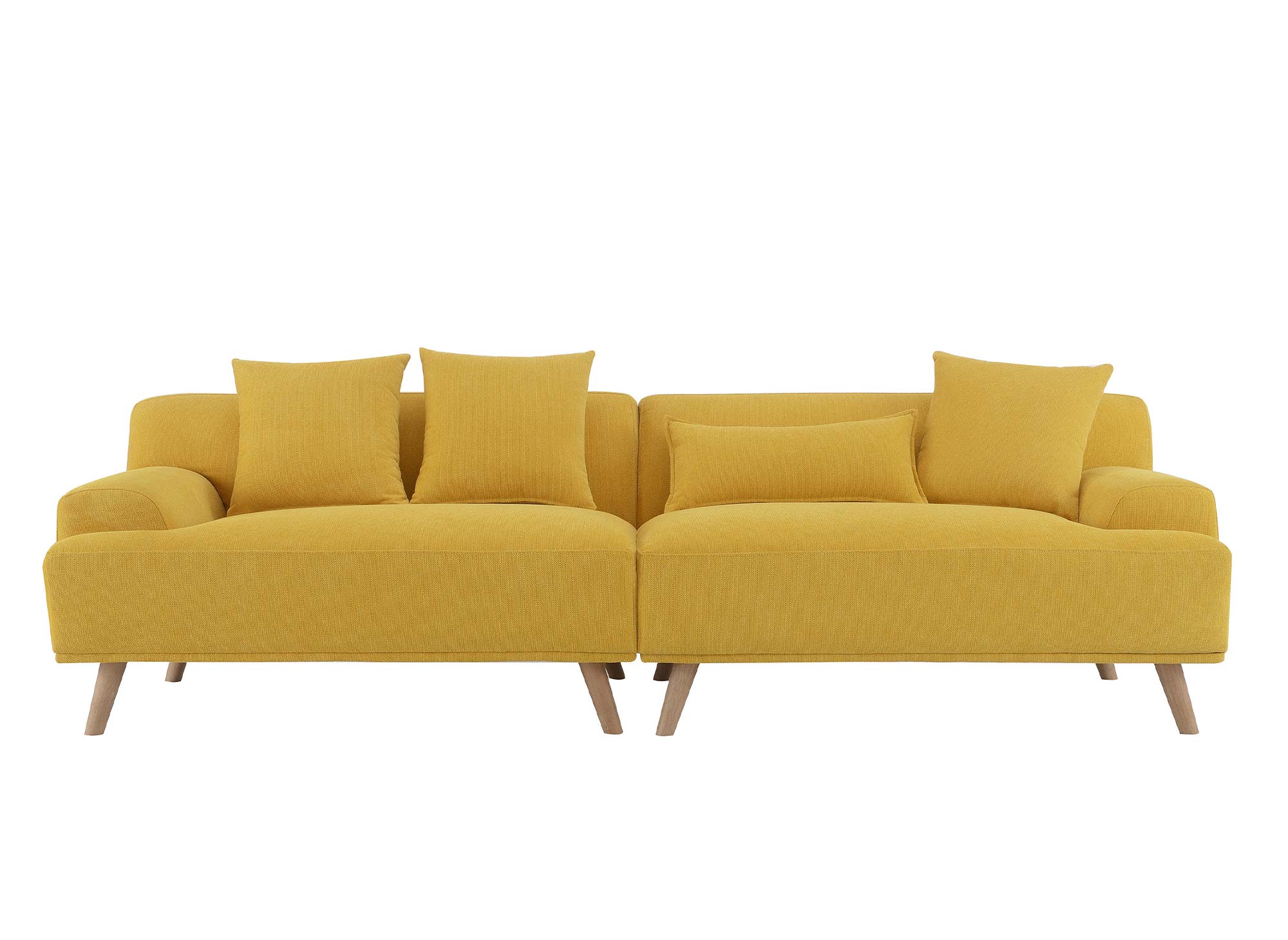 Canapé scandinave 4 places en tissu jaune KAROLINA