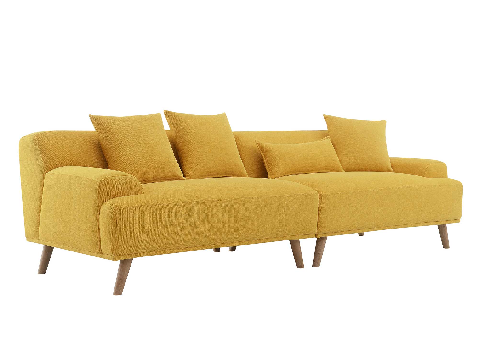 Canapé scandinave 4 places en tissu jaune KAROLINA