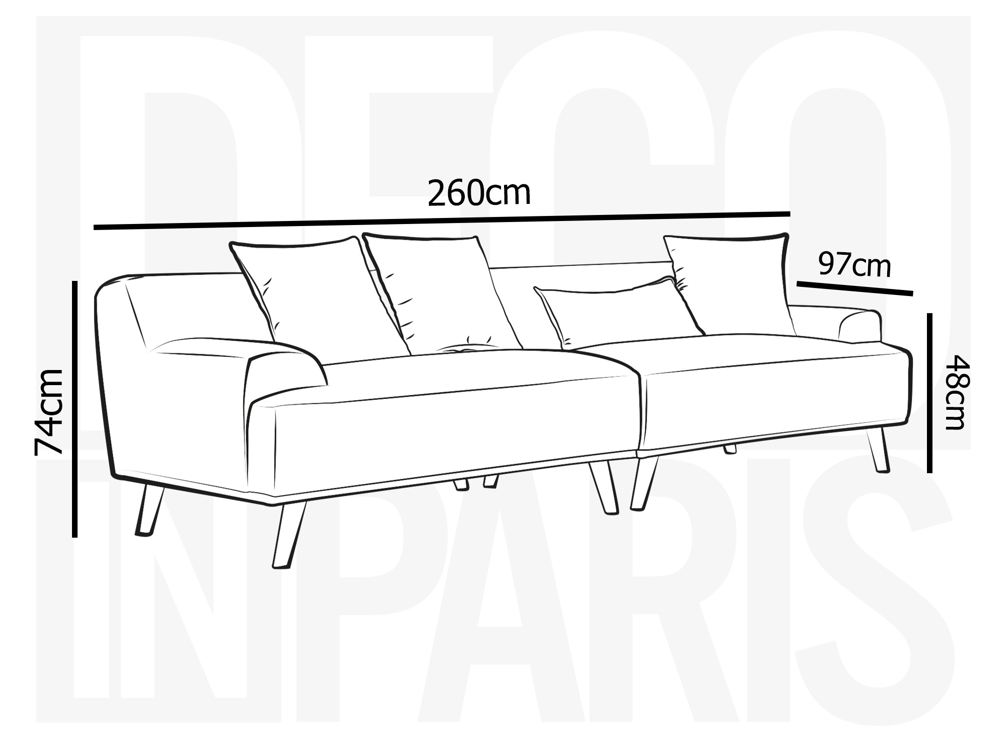 Canapé scandinave 4 places en tissu jaune KAROLINA
