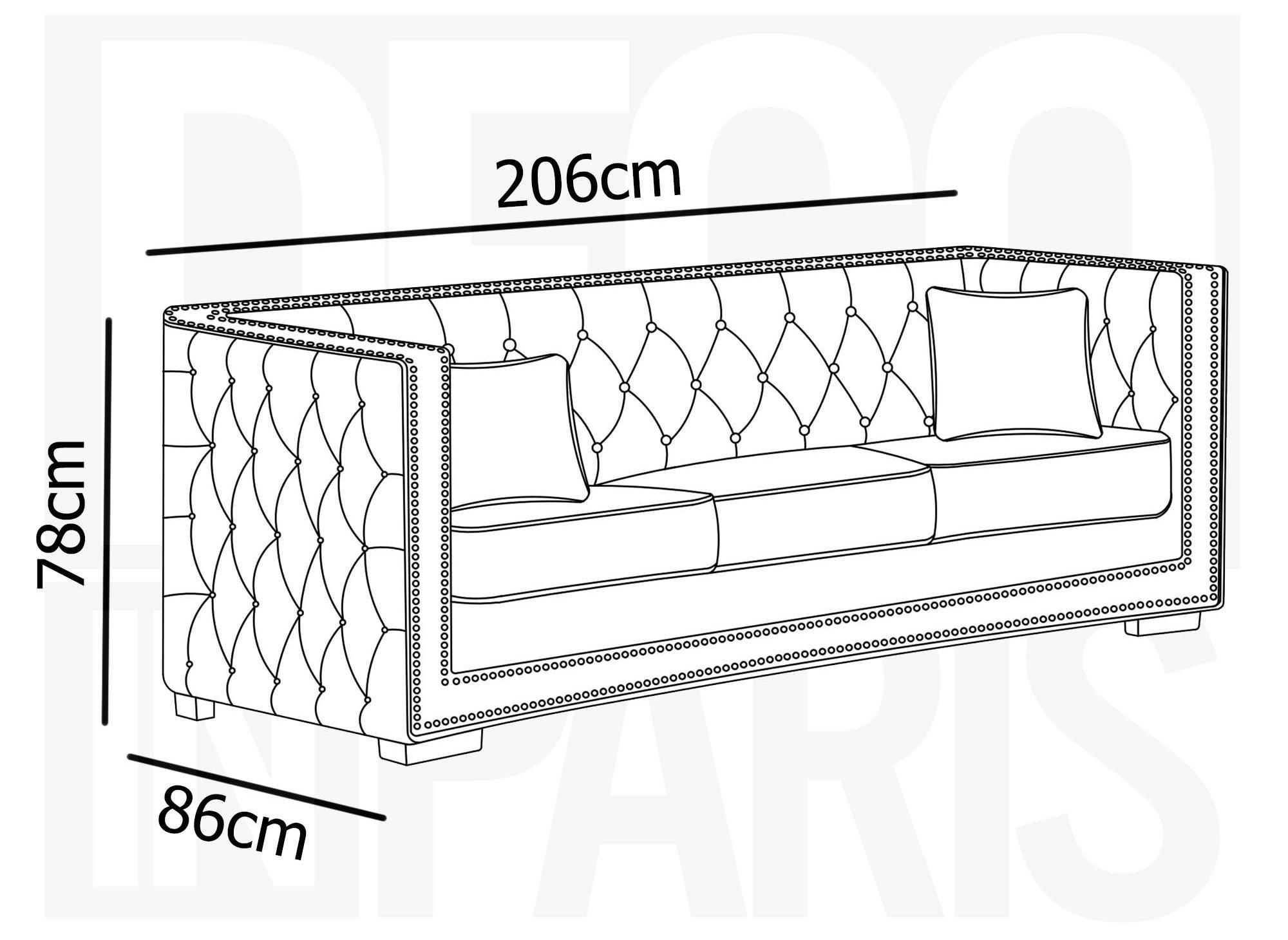 Canapé 3 places capitonné chesterfield design en velours beige CUBE