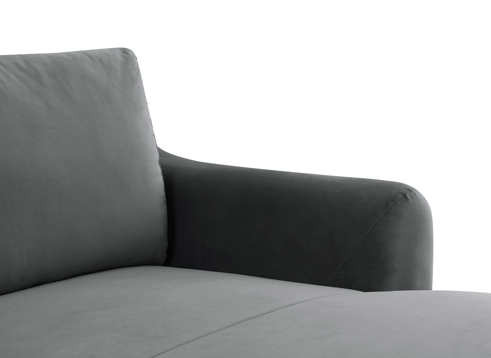 Canapé droit 3 places en velours gris CELINE