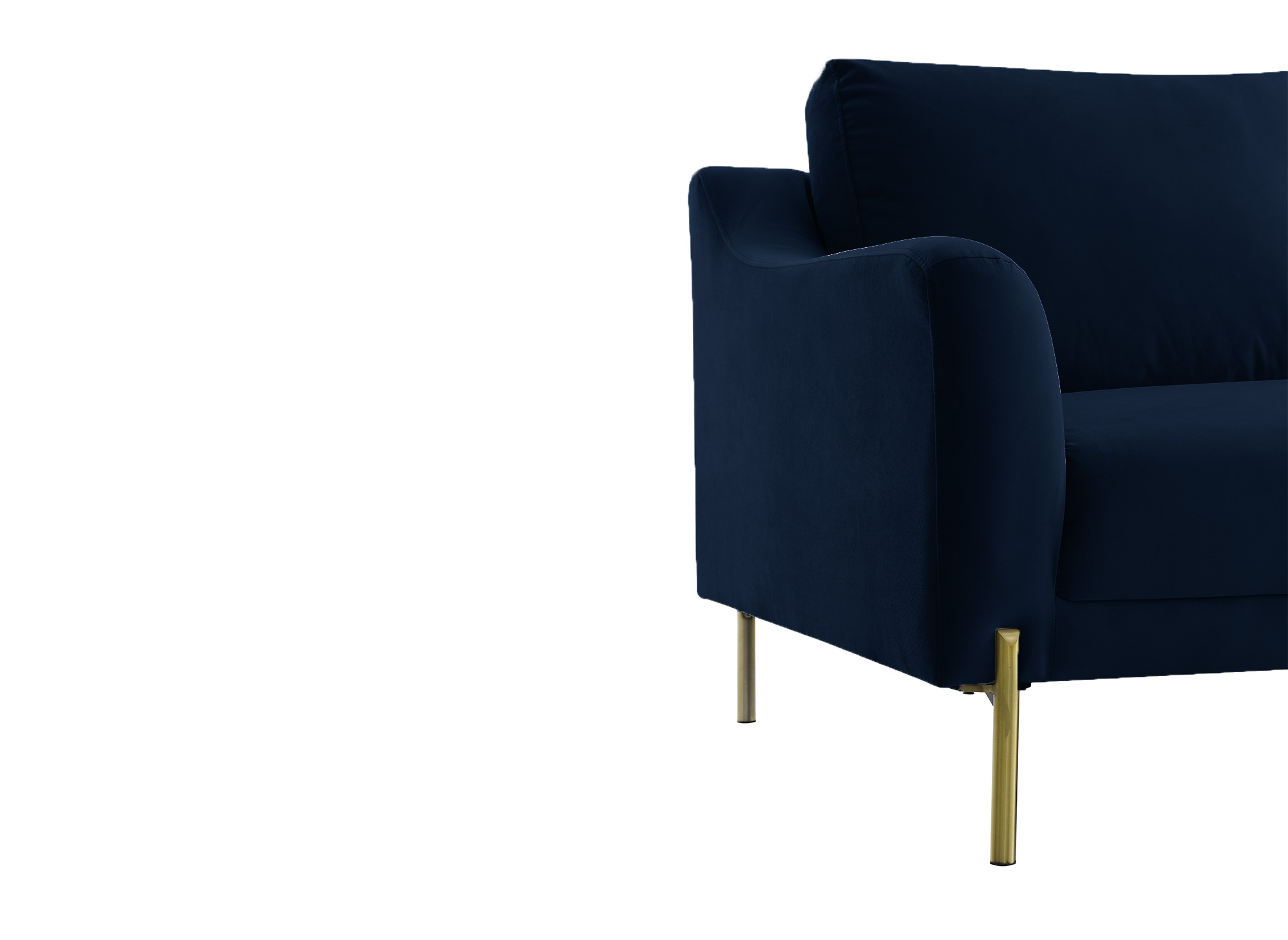 Canapé d'angle avec méridienne en velours bleu CELINE - Angle Droit