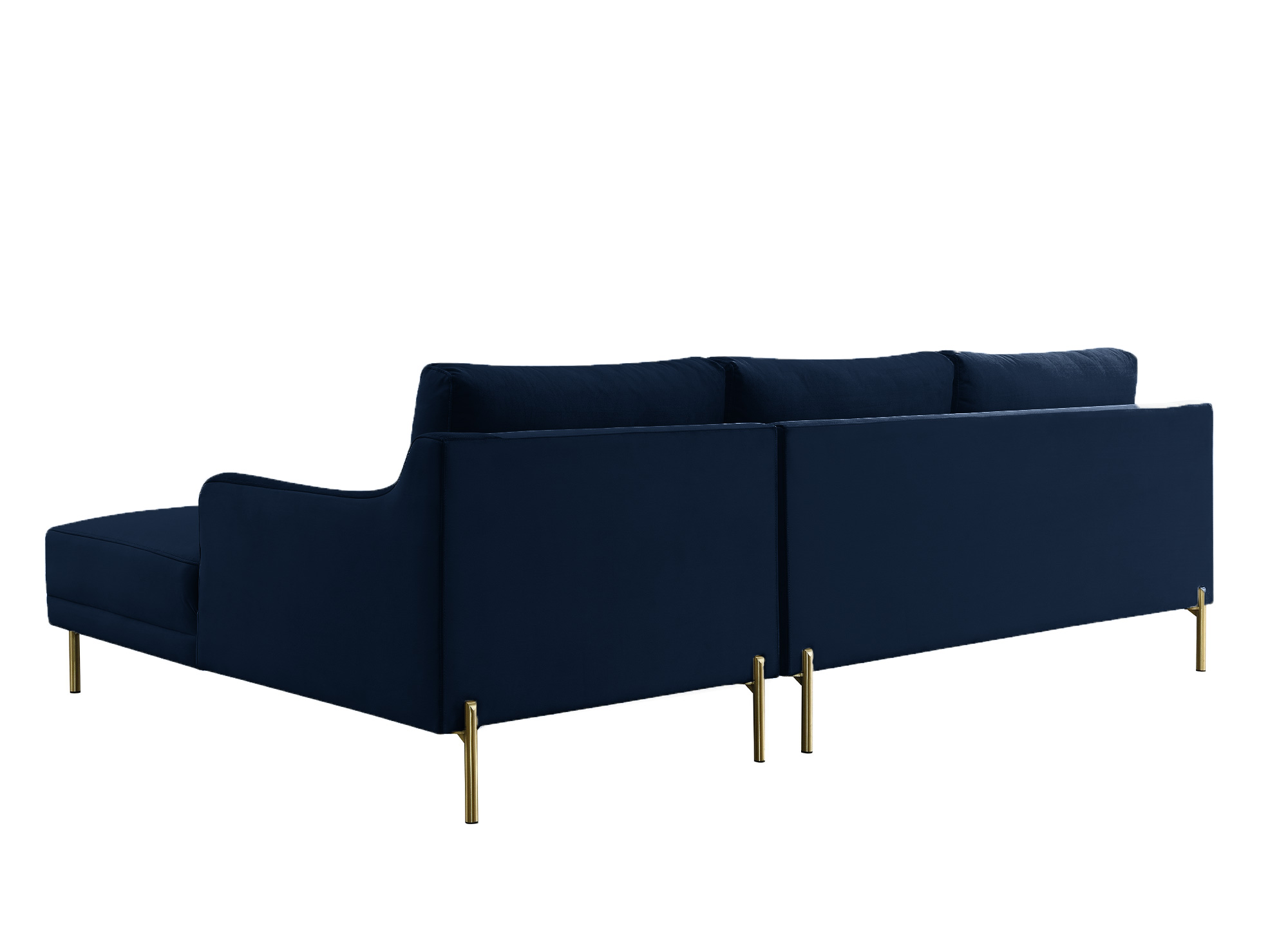 Canapé d'angle avec méridienne en velours bleu CELINE - Angle Droit