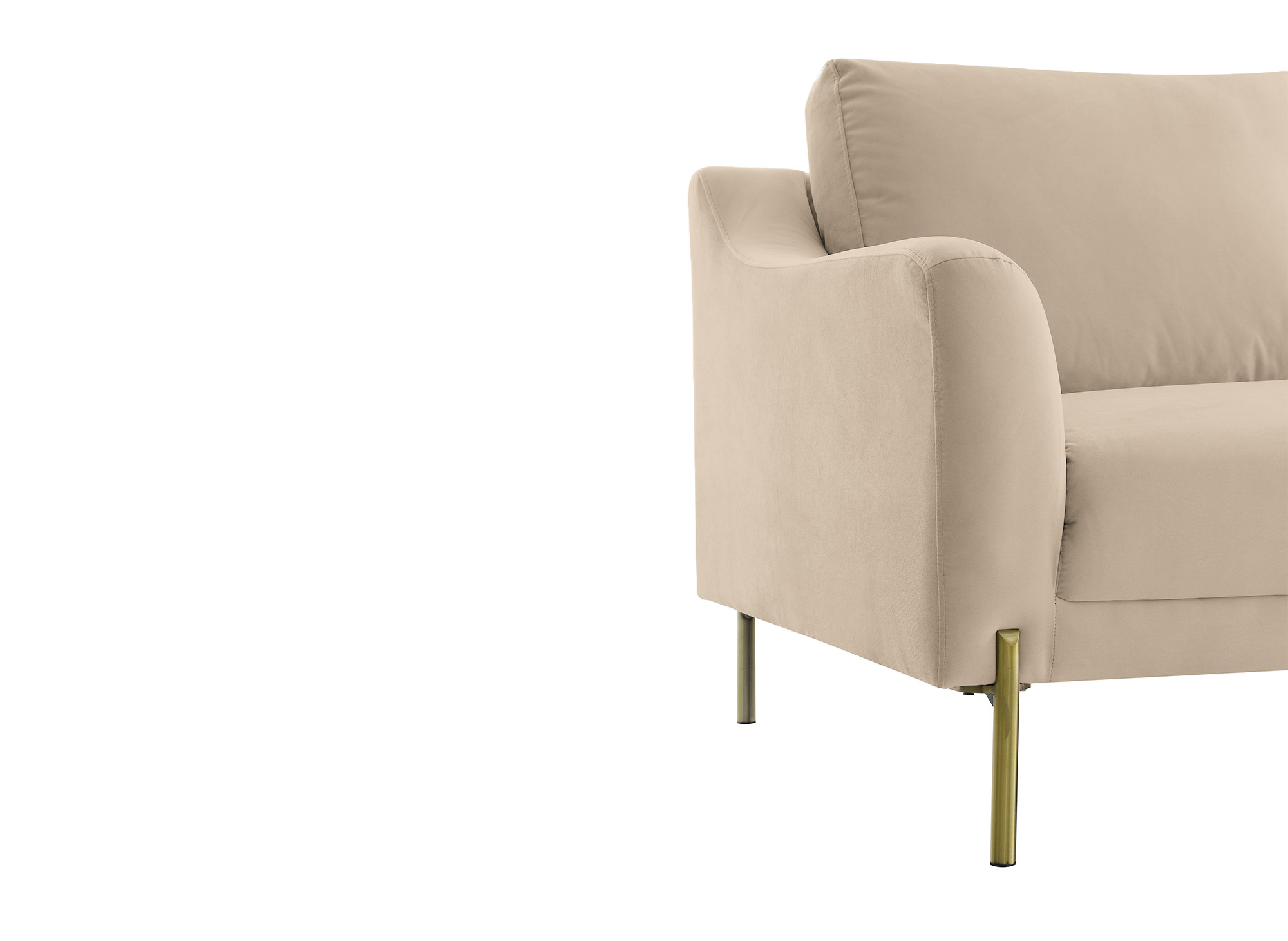 Canapé d'angle avec méridienne en velours beige CELINE - Angle Droit