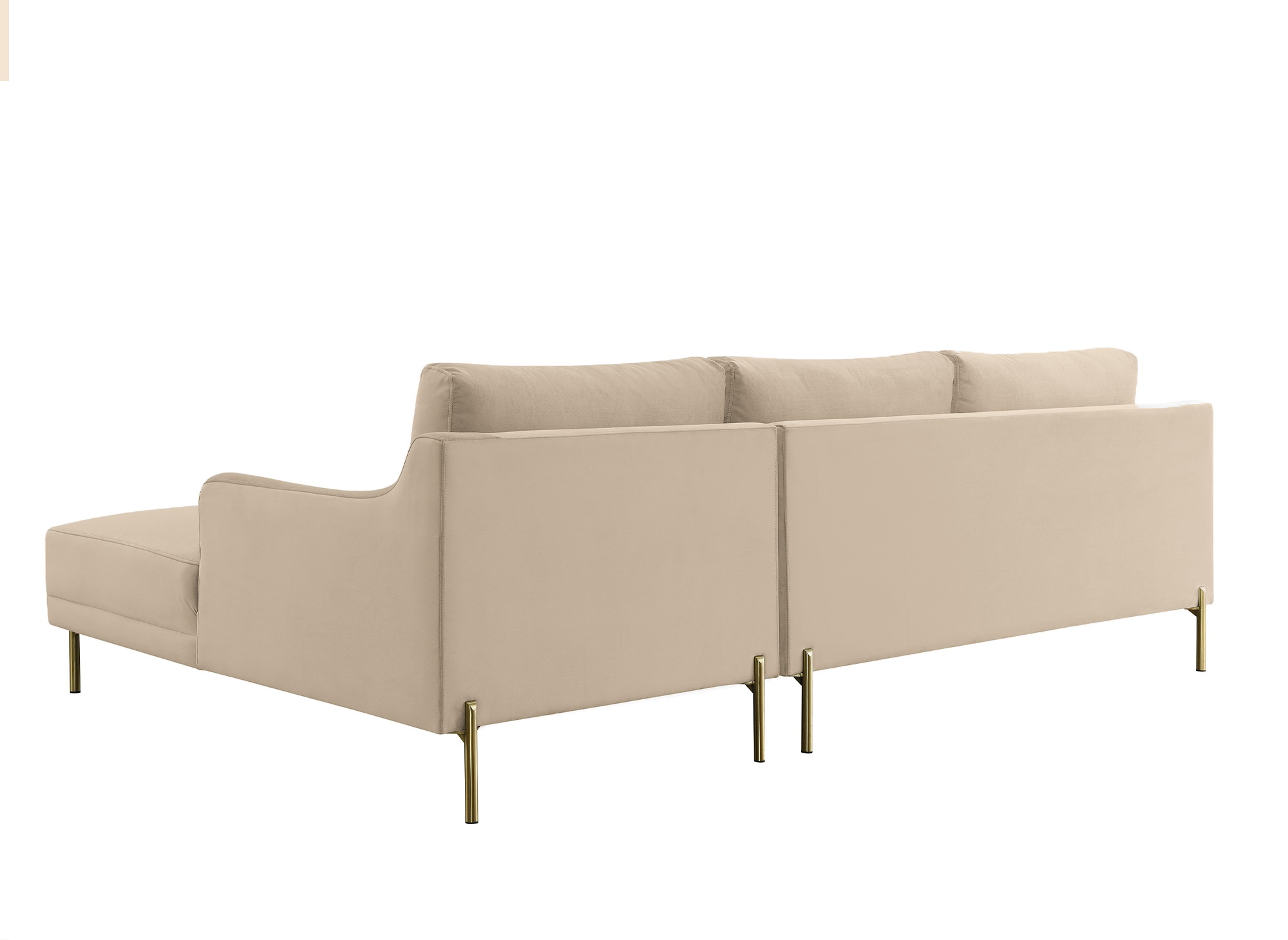 Canapé d'angle avec méridienne en velours beige CELINE - Angle Droit