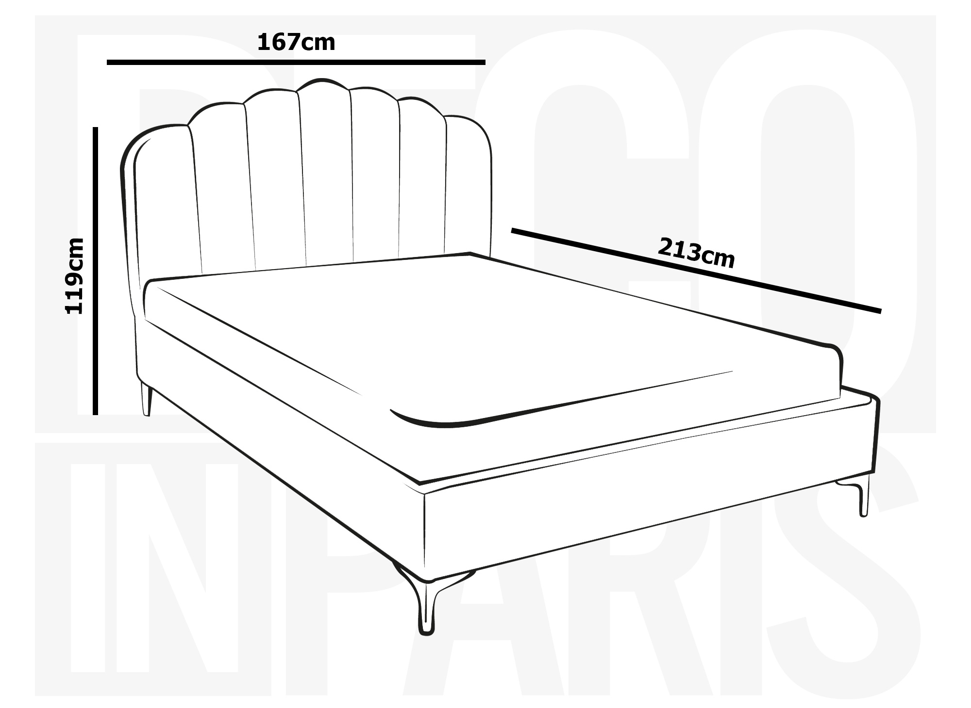 Lit double en velours gris 160x200 cm MARION