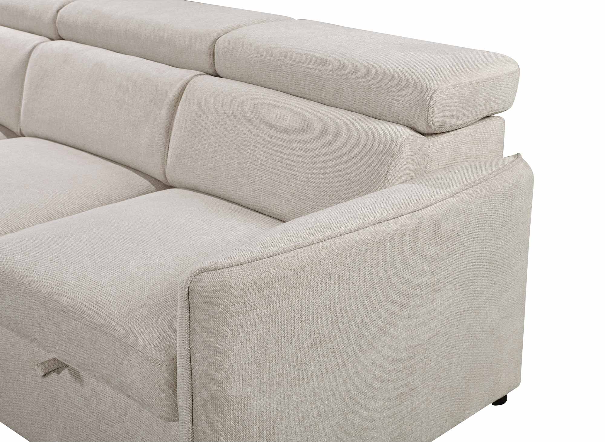Canapé d'angle convertible en tissu beige NAIROBI - Angle gauche