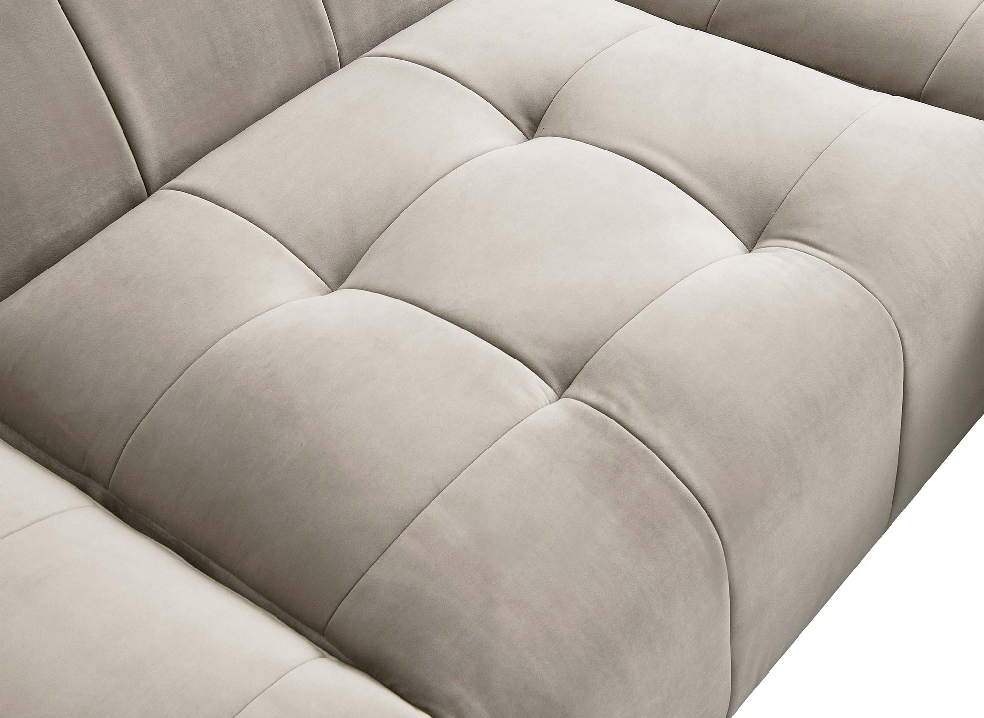 Canapé droit contemporain 4 places en velours beige KELIA