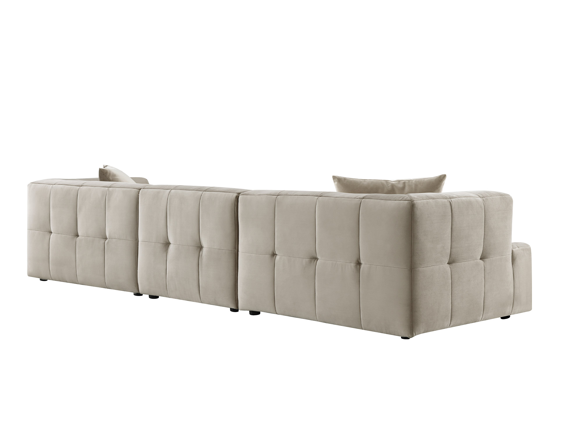Canapé droit contemporain 4 places en velours beige KELIA