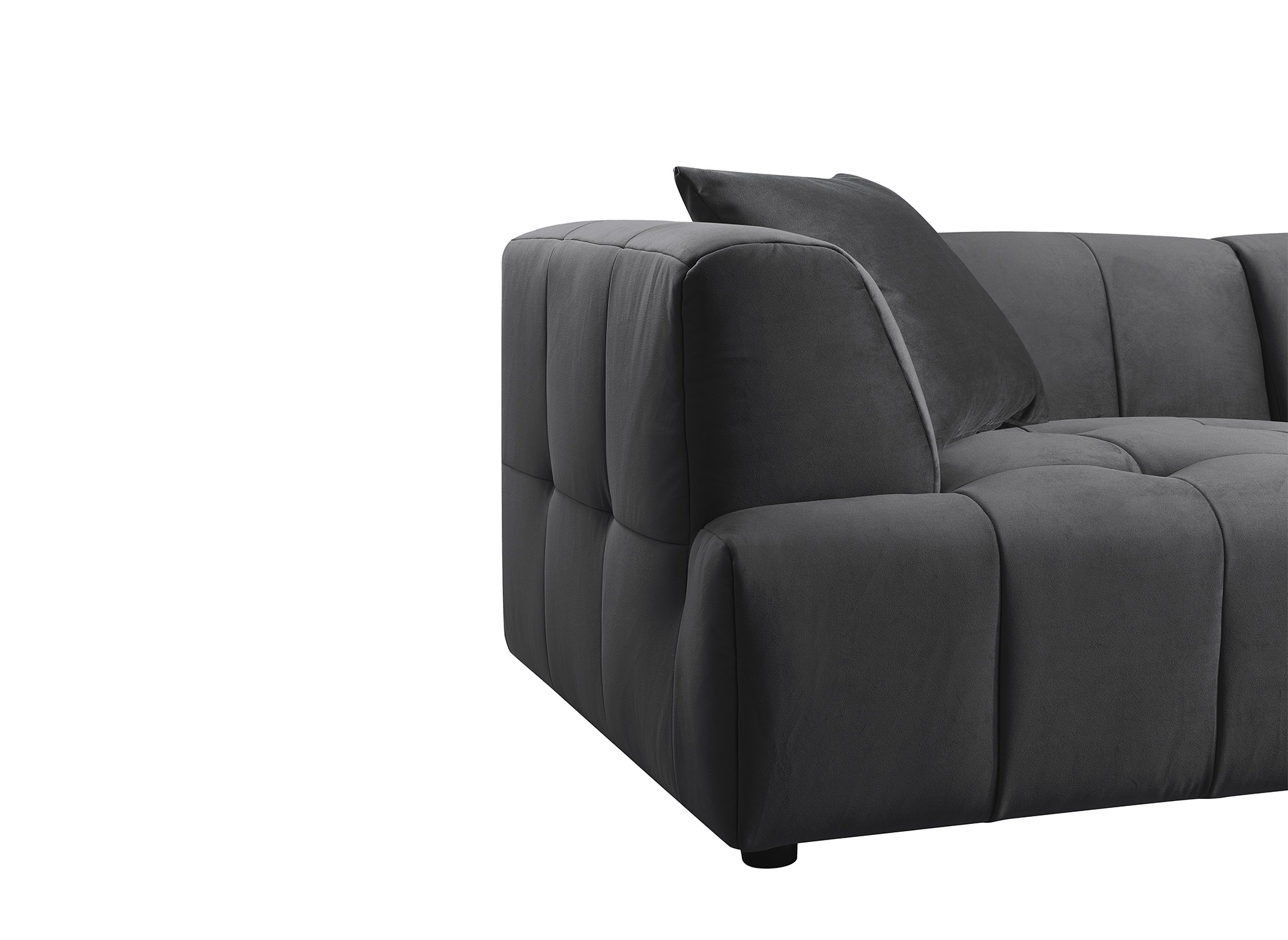 Canapé droit contemporain 4 places en velours gris KELIA