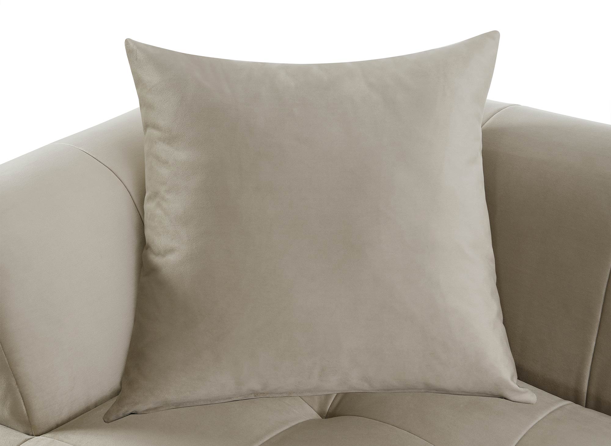 Canapé d'angle avec méridienne en velours beige KELIA - Angle Droit