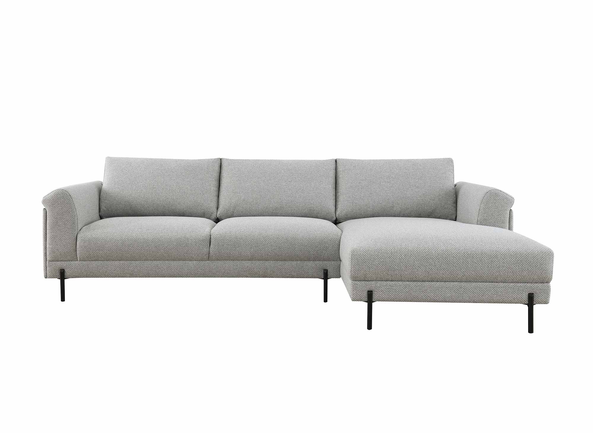 Canapé d'angle avec méridienne en tissu gris clair LEIA - Angle Droit